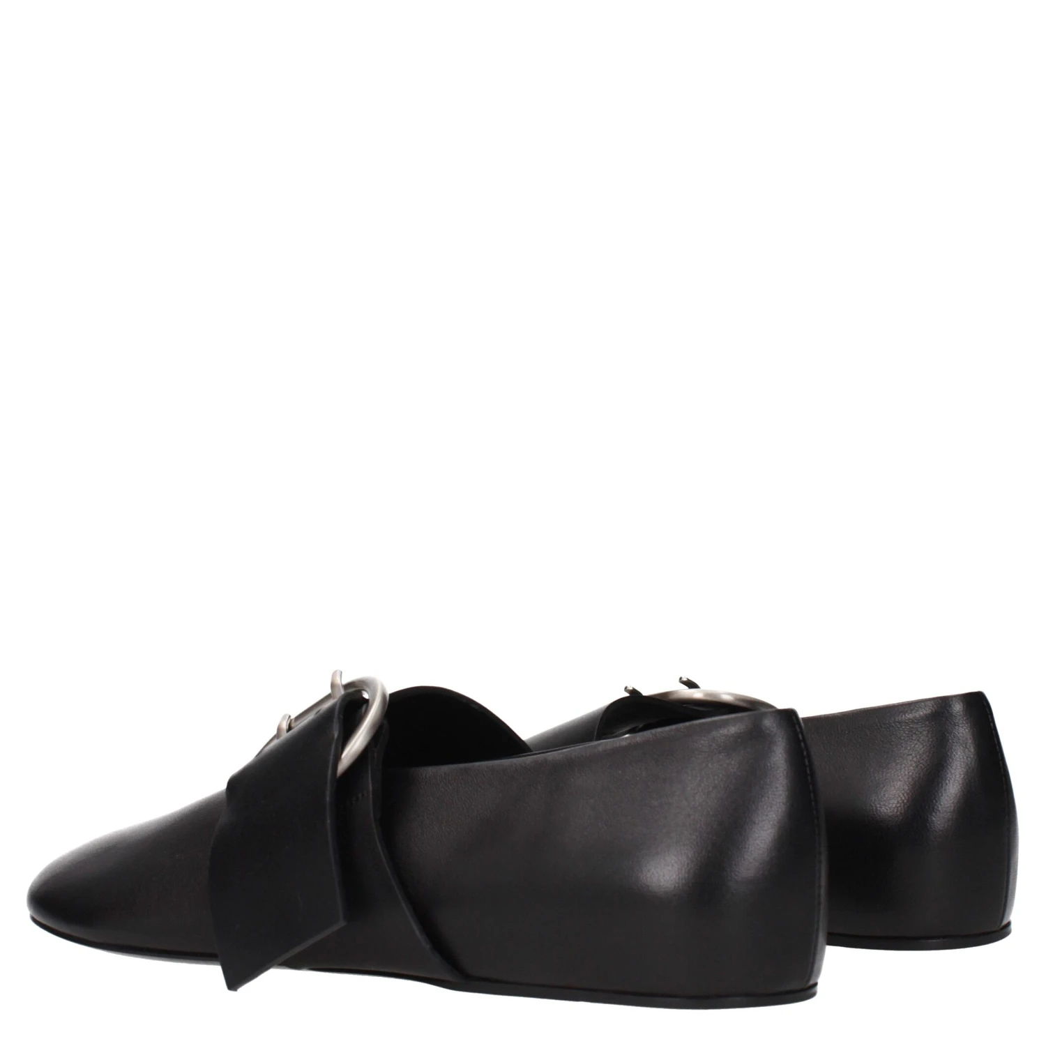 Black Leather Ballet Flats