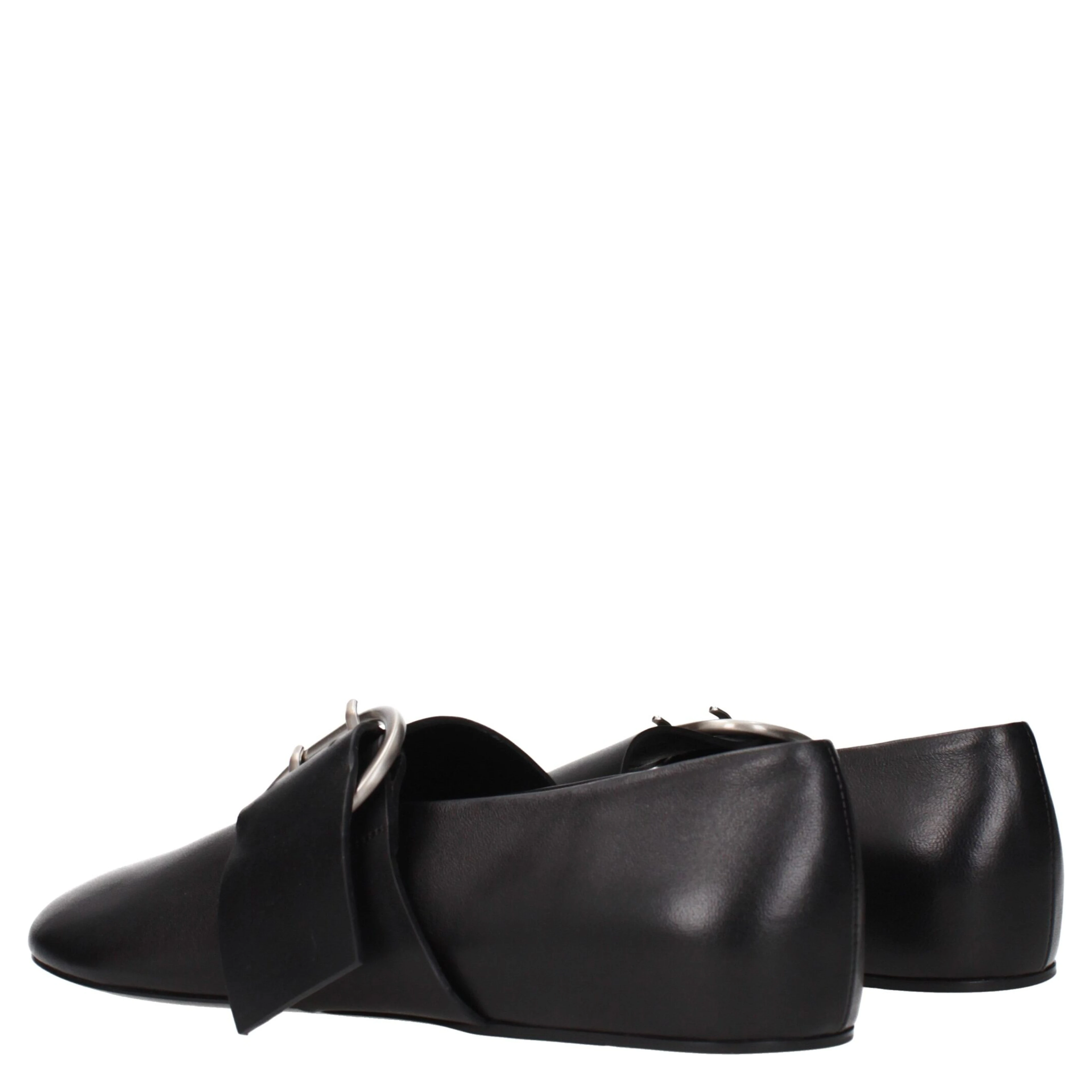 Black Leather Ballet Flats