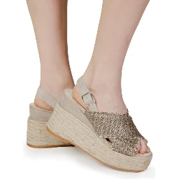 حذاء بكعب عالٍ من القطن البرونزي