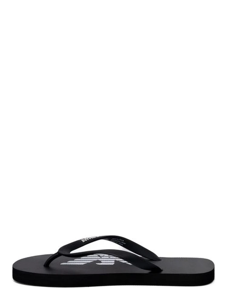 Black And White Rubber Flip-Flop Sandals