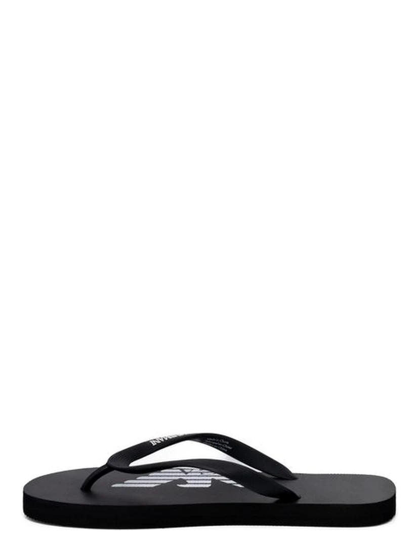 Black And White Rubber Flip-Flop Sandals