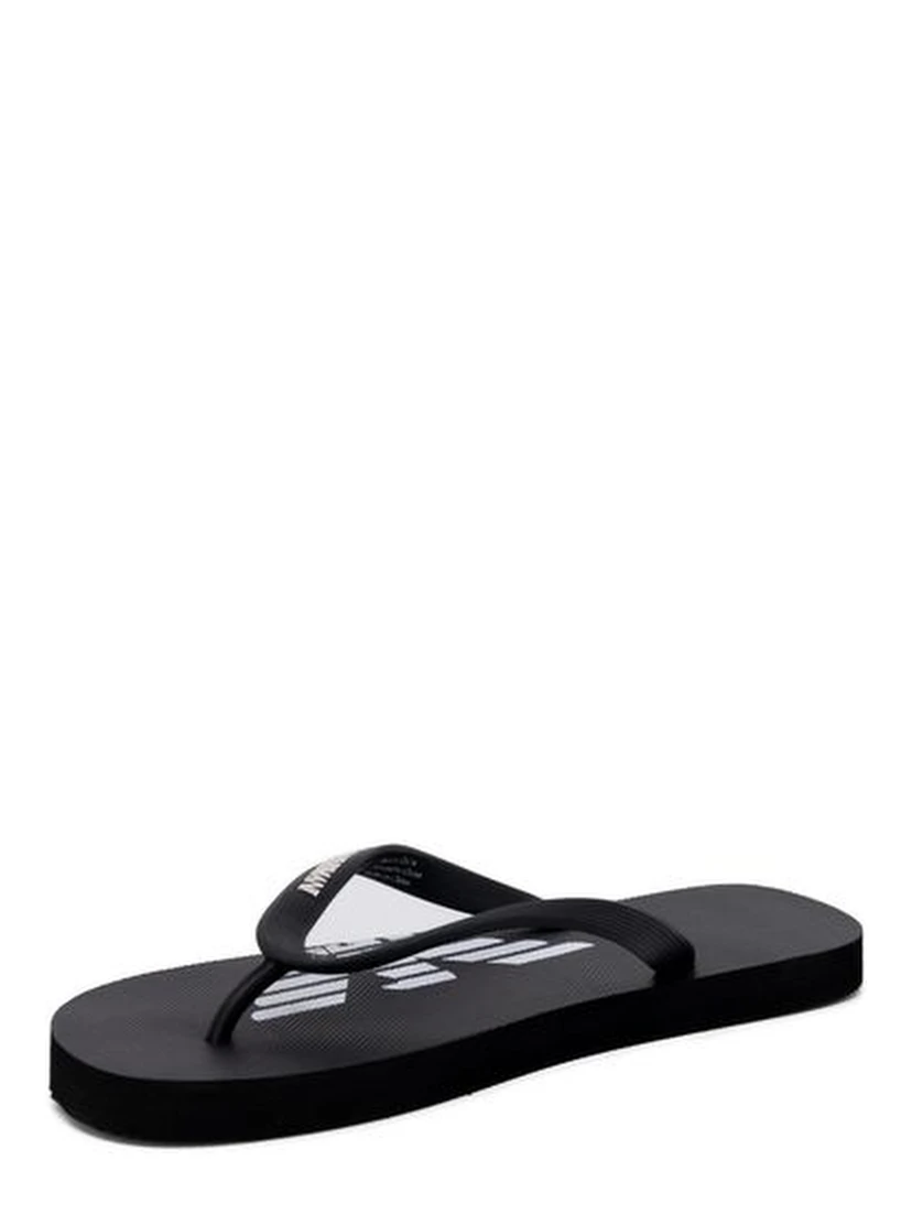 Black And White Rubber Flip-Flop Sandals
