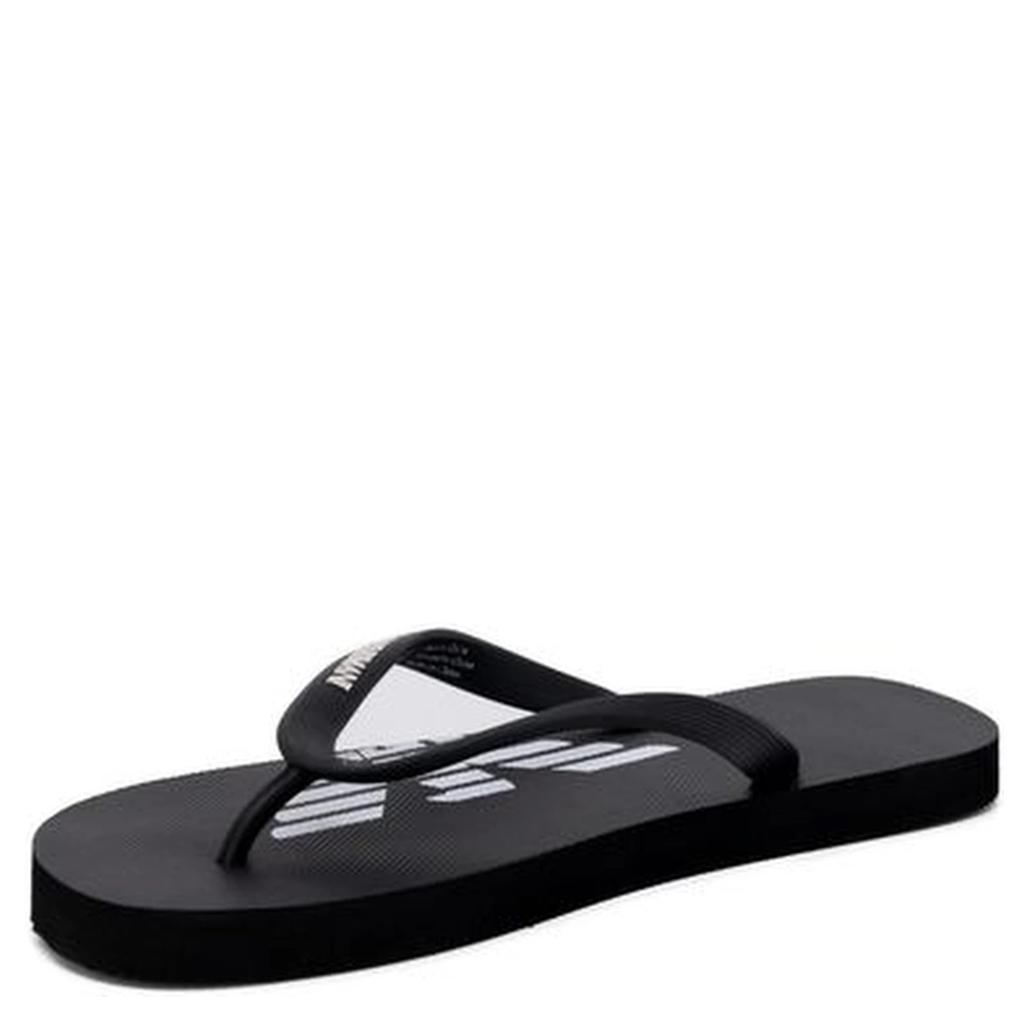 Black And White Rubber Flip-Flop Sandals
