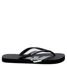 Black And White Rubber Flip-Flop Sandals