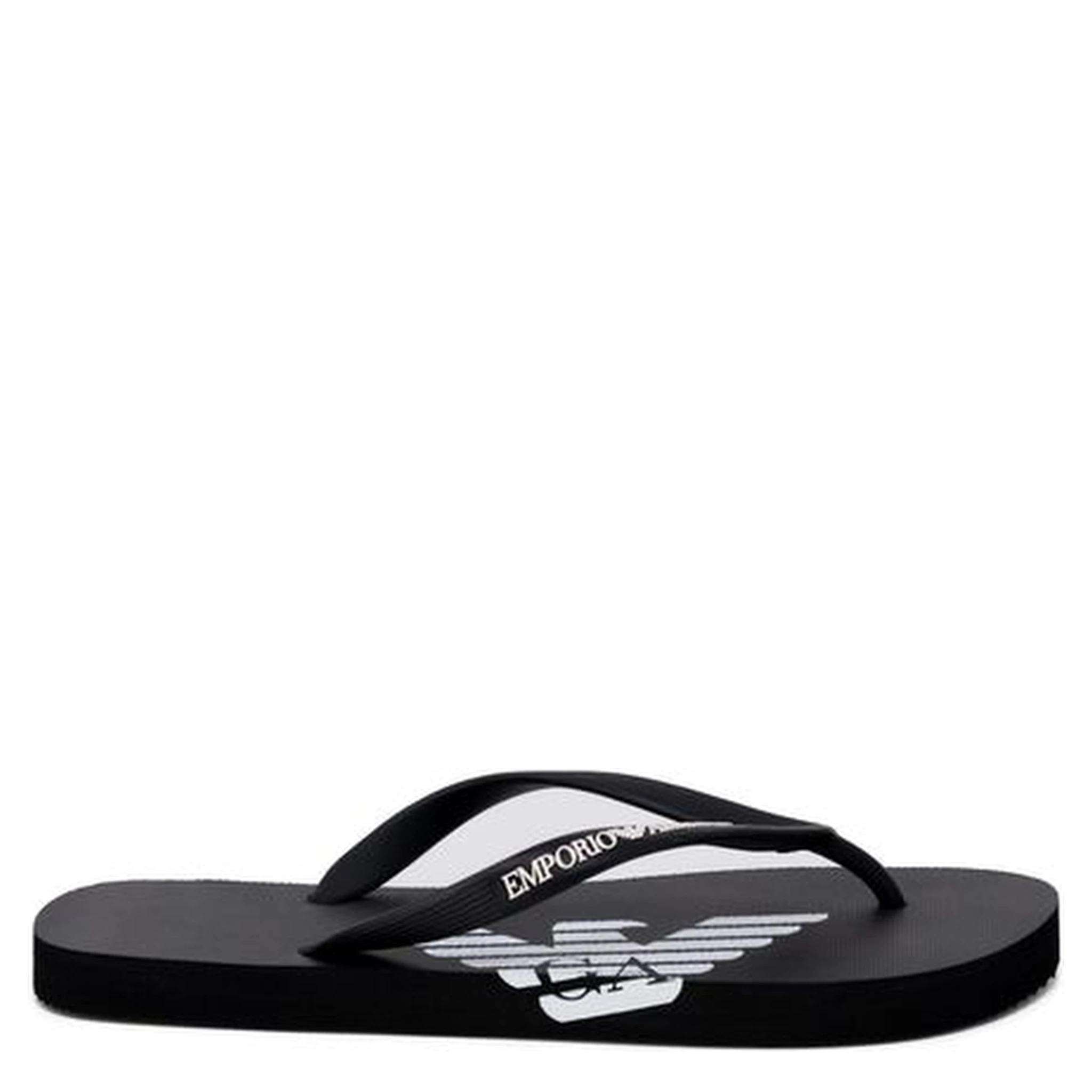 Black And White Rubber Flip-Flop Sandals