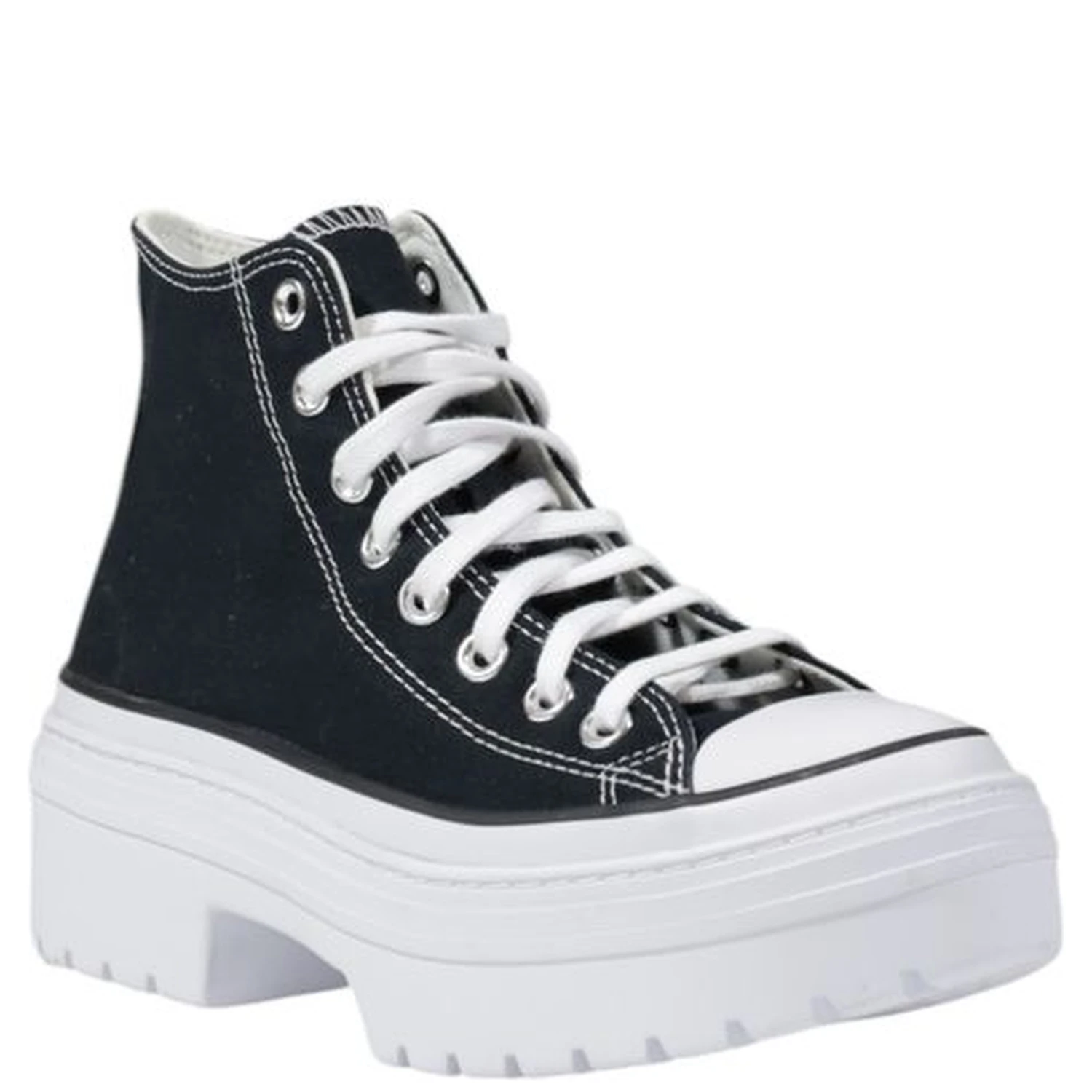 Black Fabric Chunky Sneakers