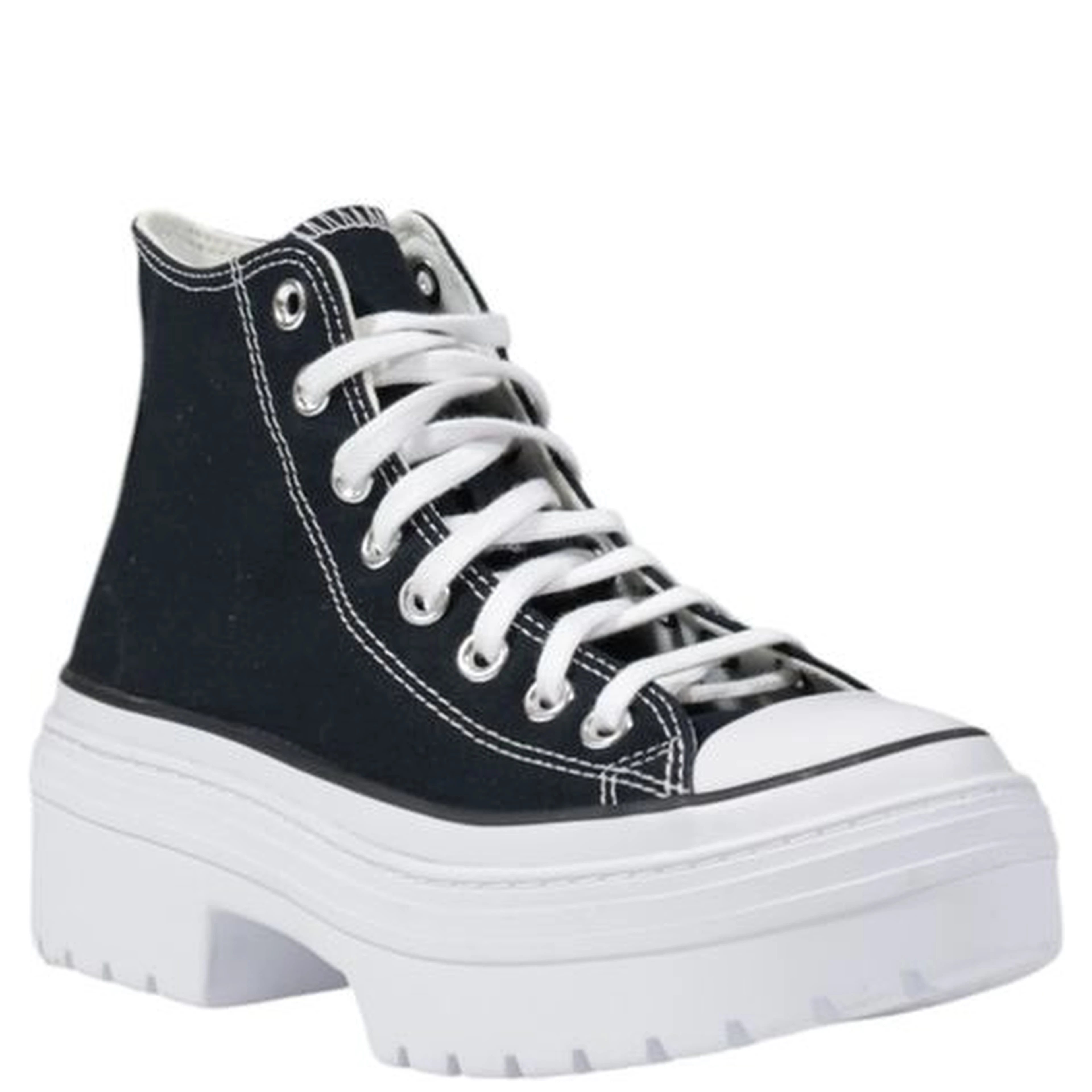 Black Fabric Chunky Sneakers