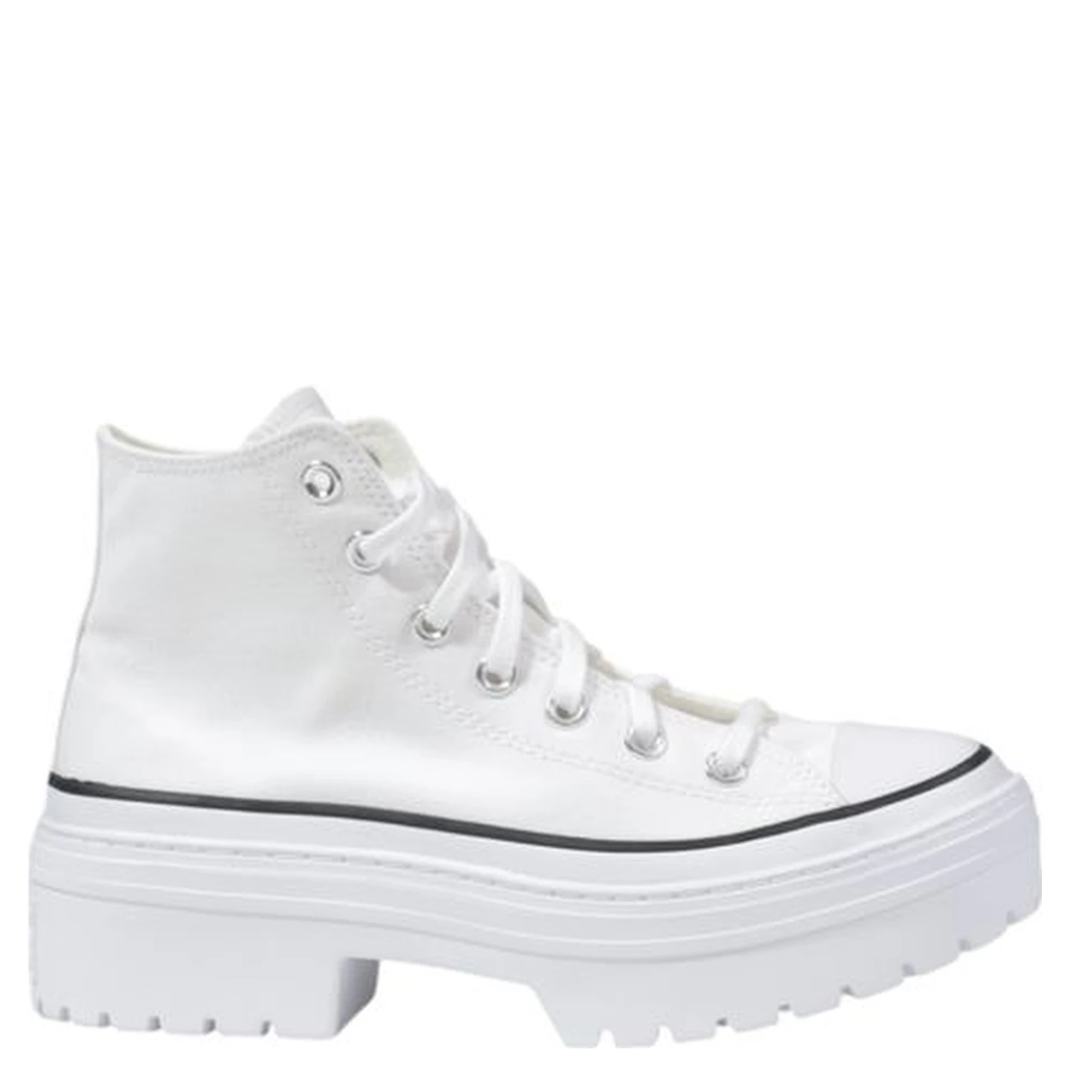 White Fabric Chunky Sneakers