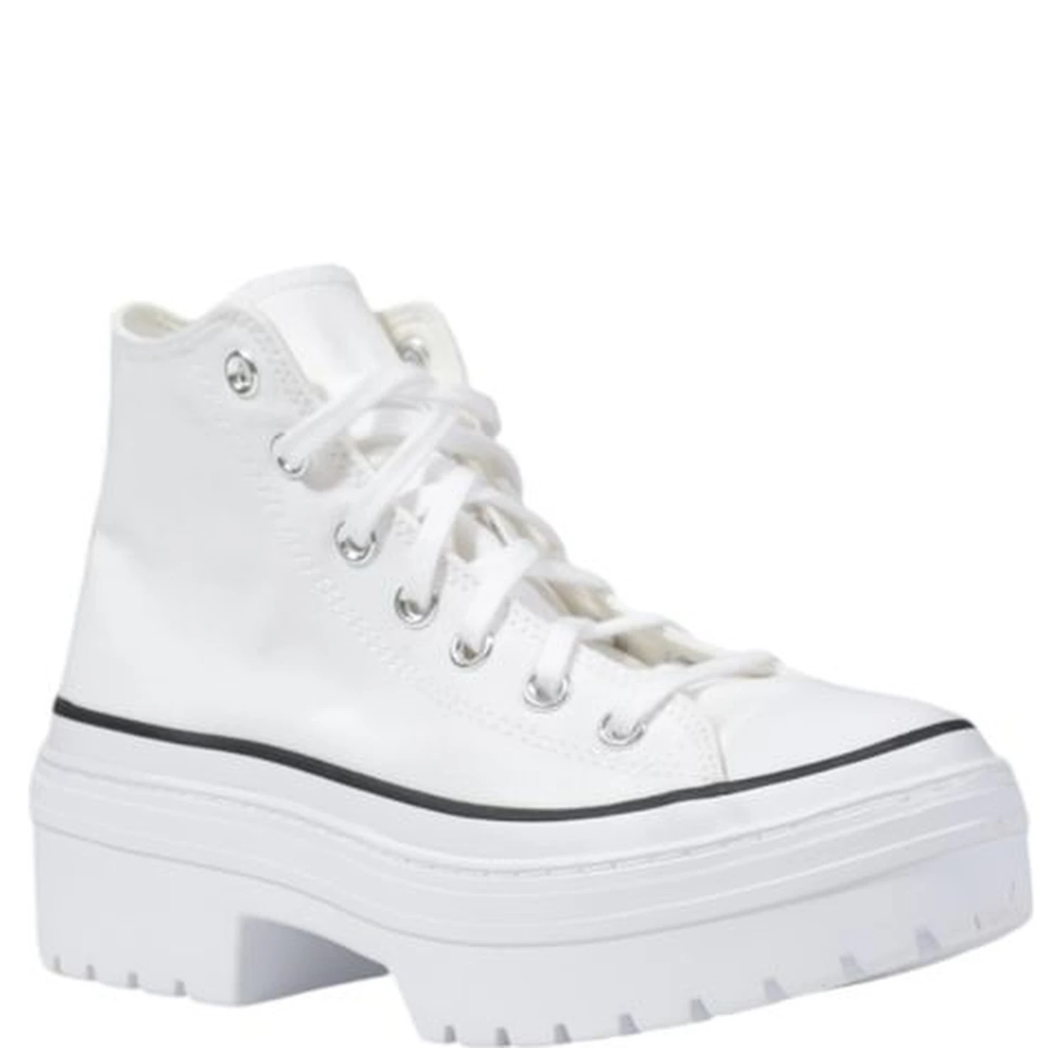 White Fabric Chunky Sneakers