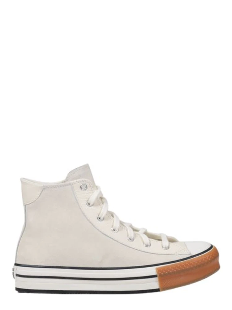 Cream Leather High Top Sneakers