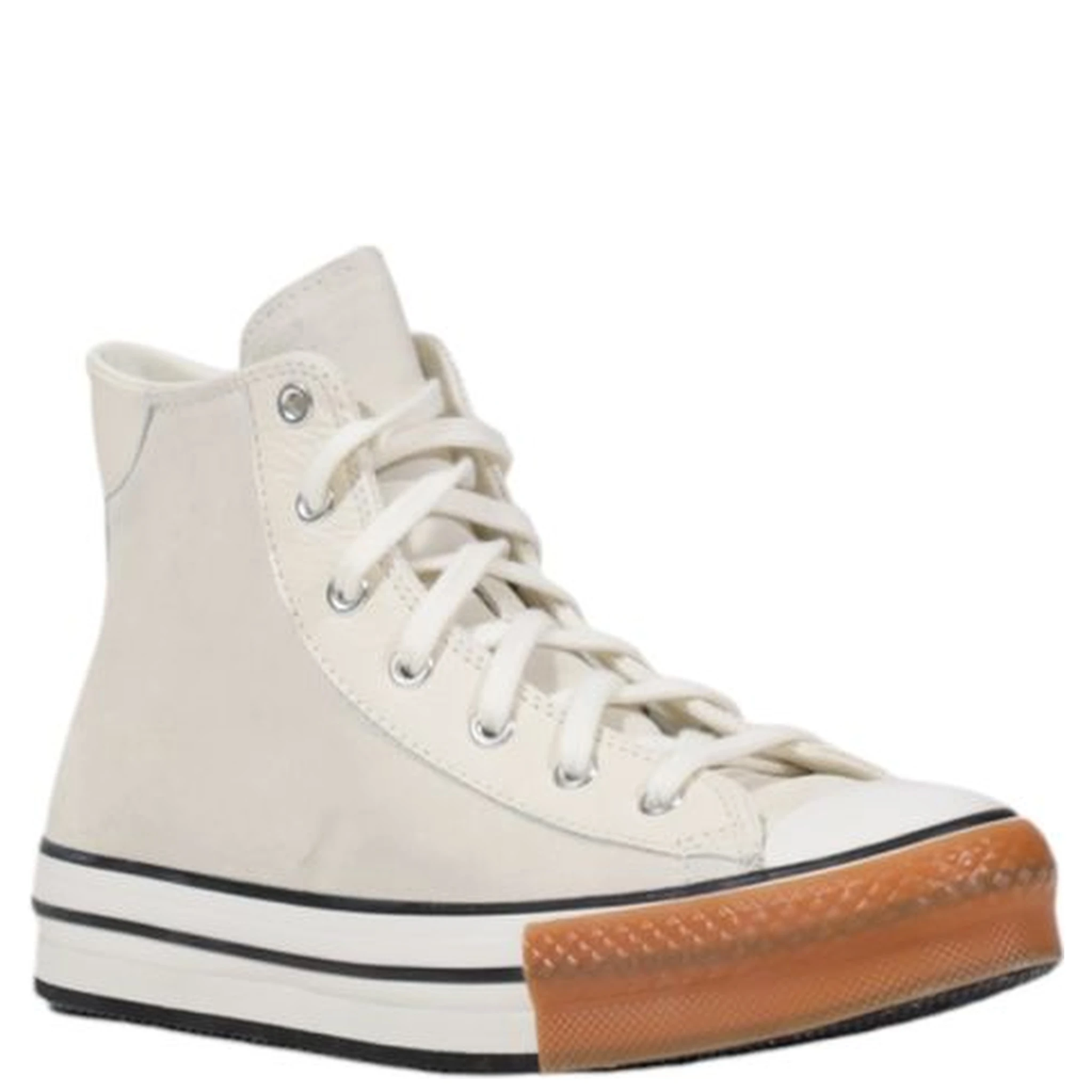 Cream Leather High Top Sneakers