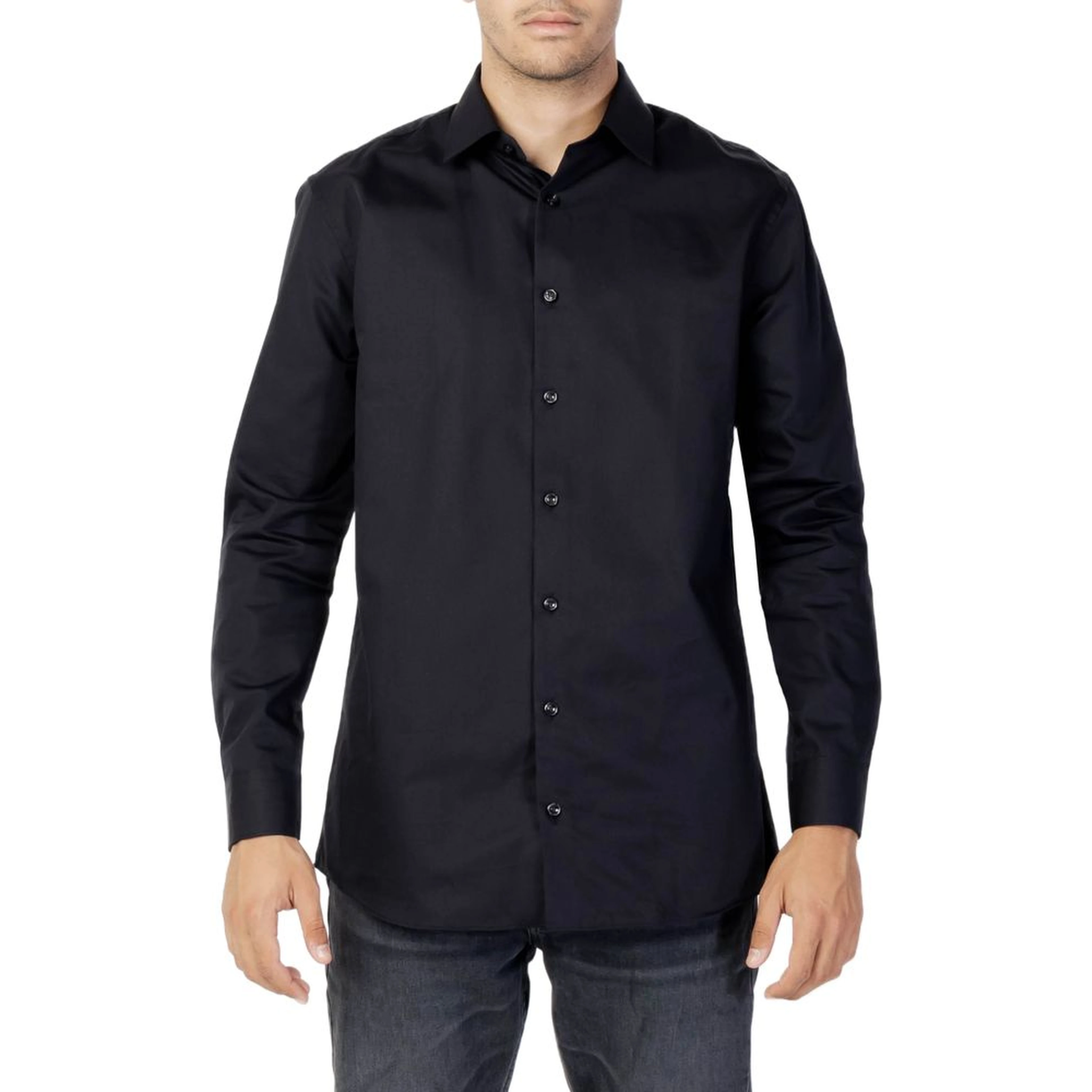 Black Cotton Dress Shirt