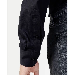 Black Cotton Dress Shirt