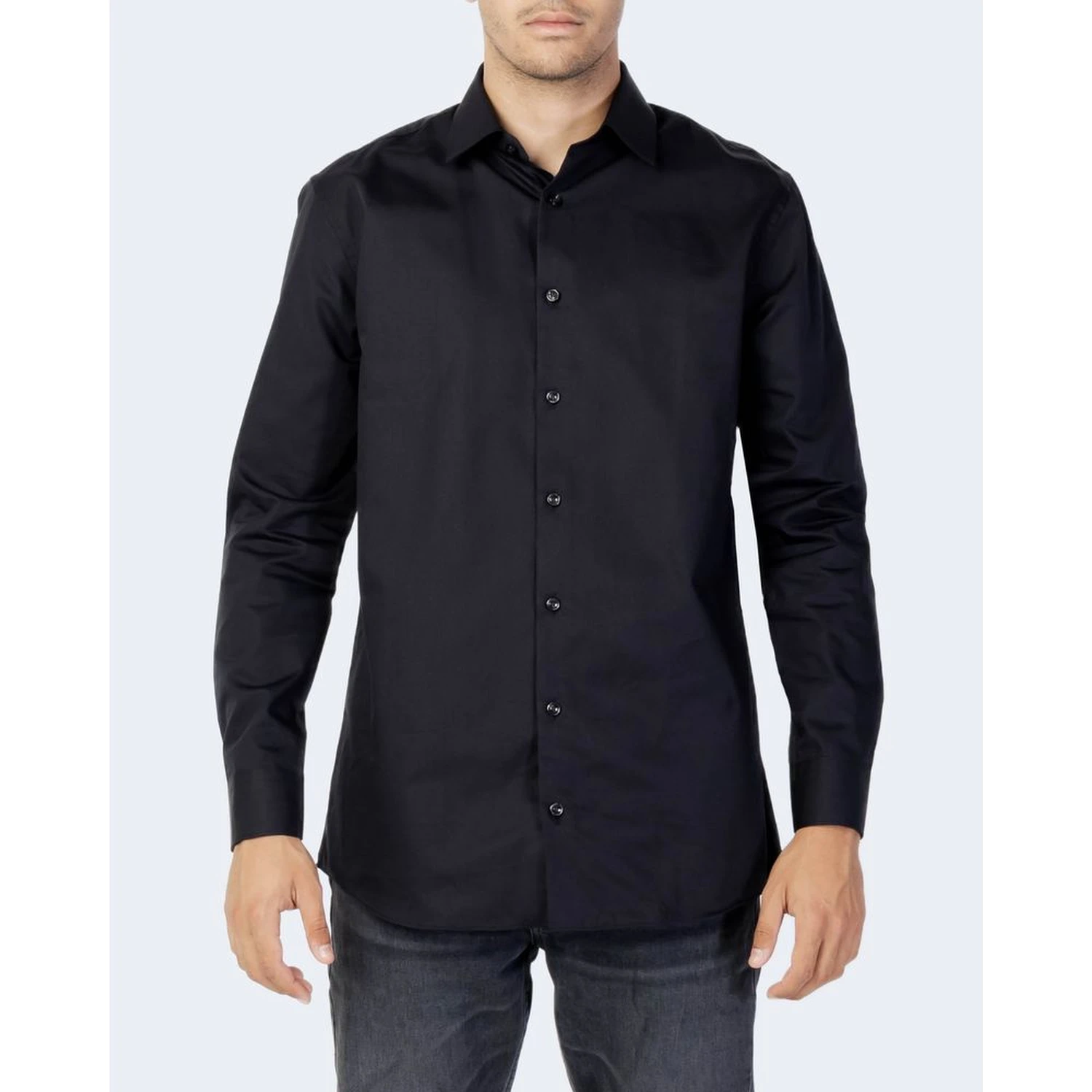 Black Cotton Dress Shirt