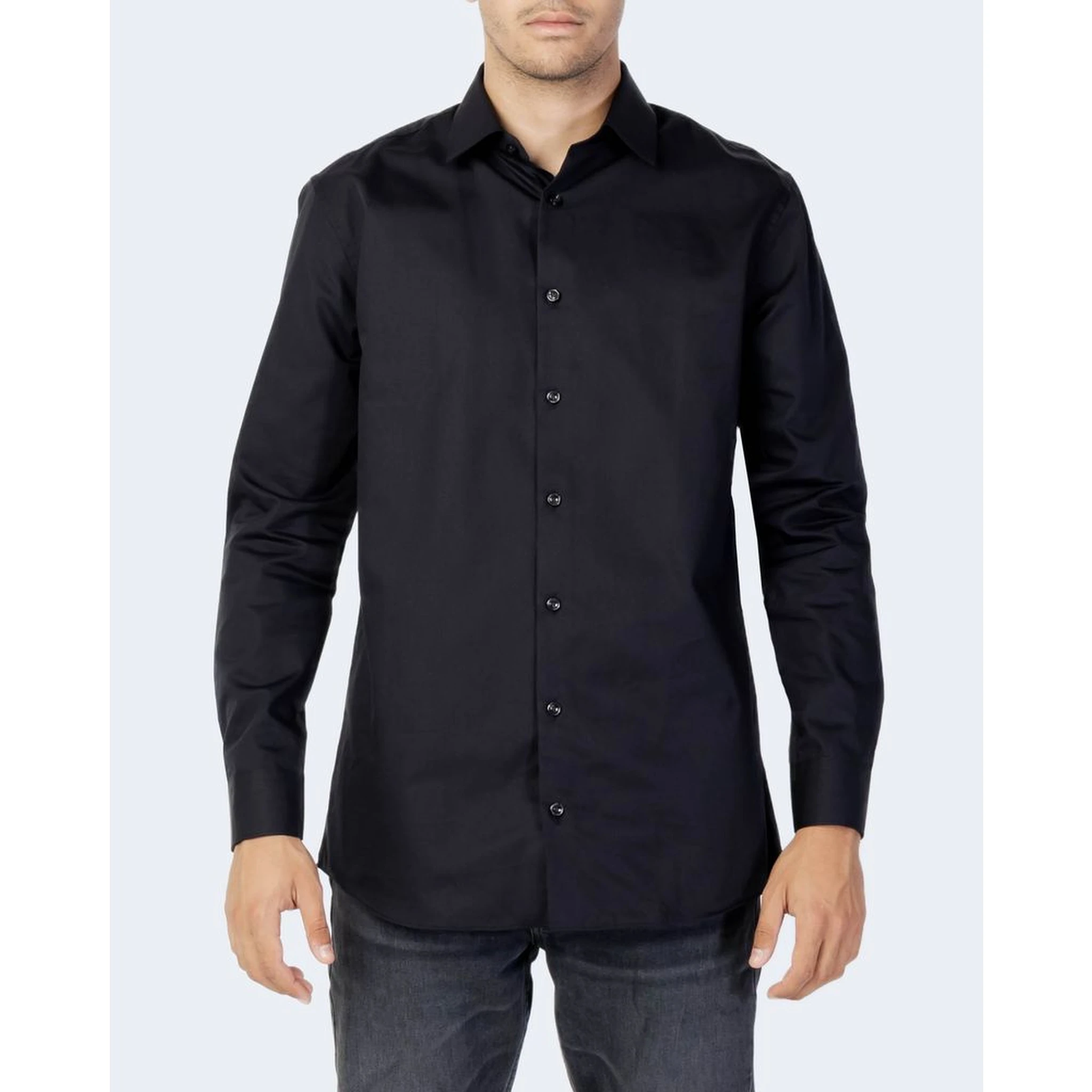 Black Cotton Dress Shirt