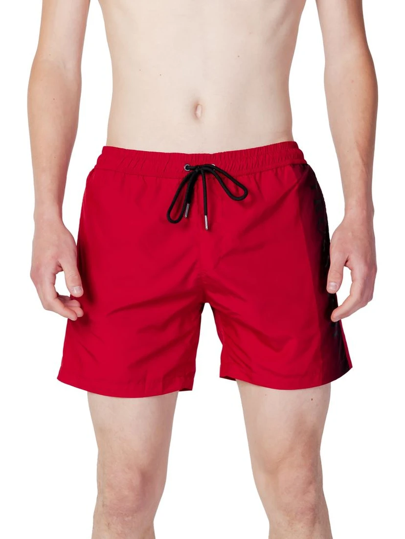 Red Polyester Swim Shorts