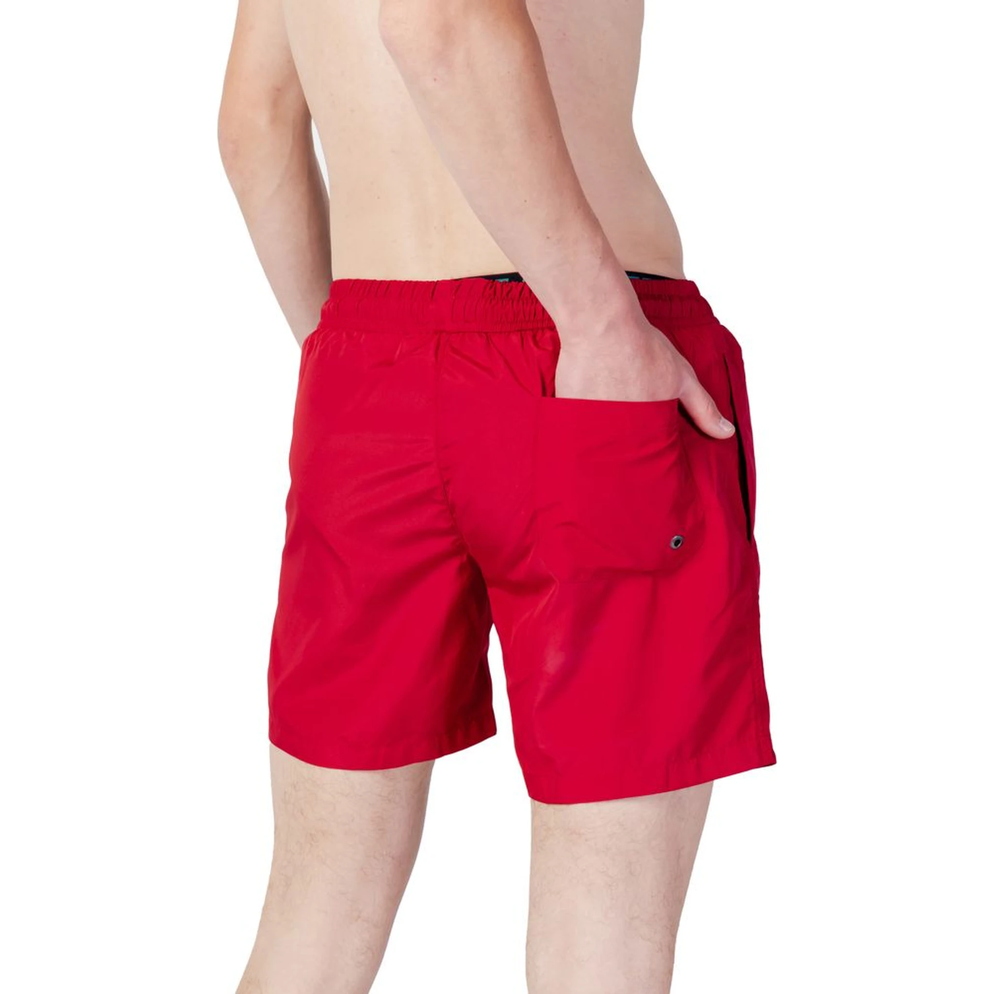Red Polyester Swim Shorts