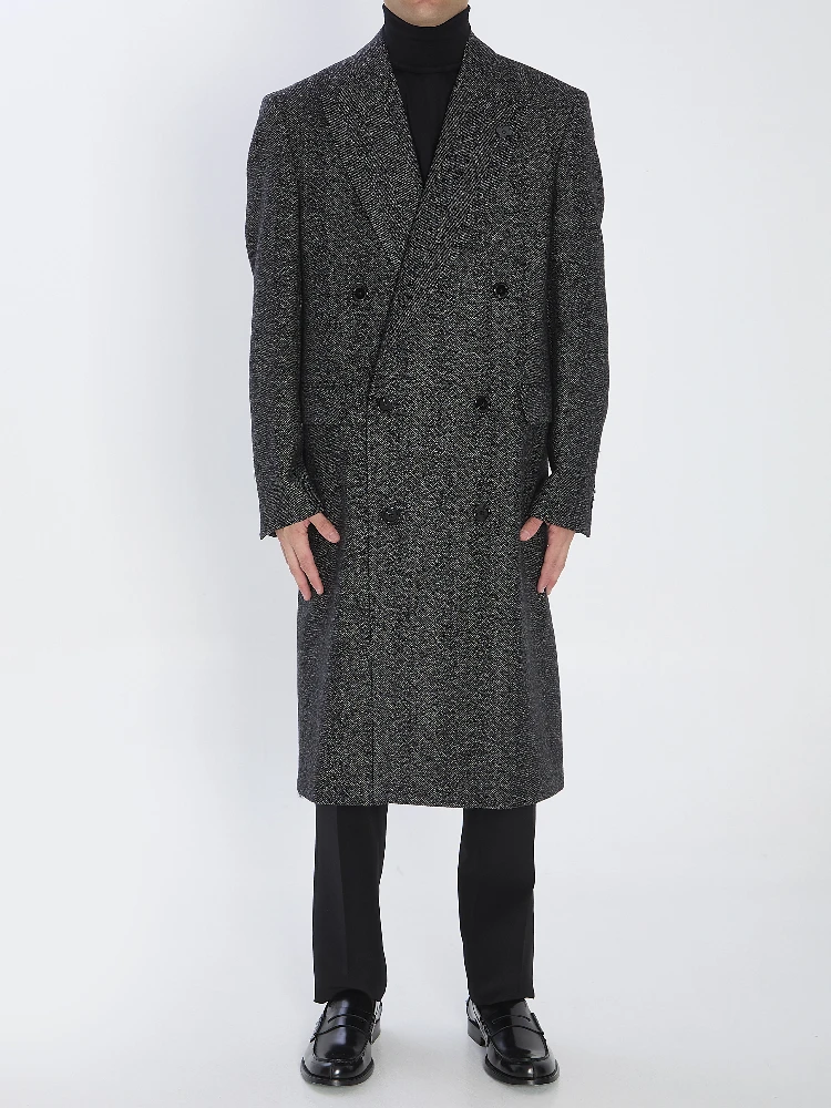 Double-breasted wool coat