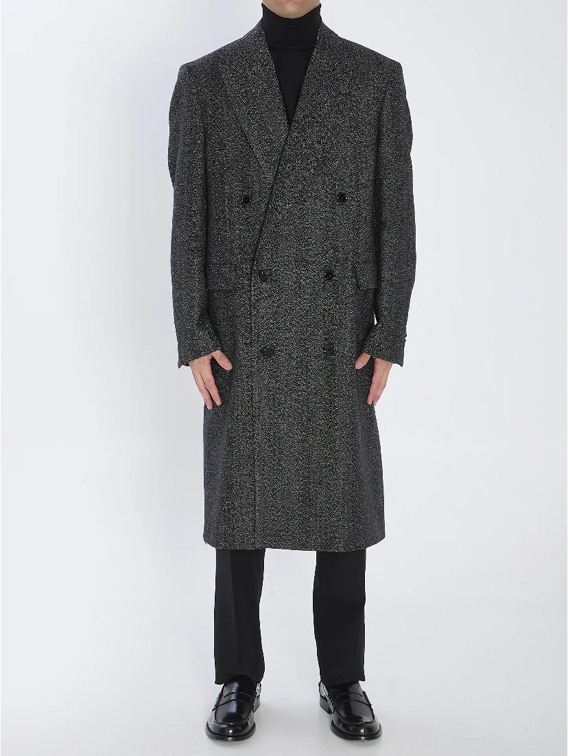 Double-breasted wool coat