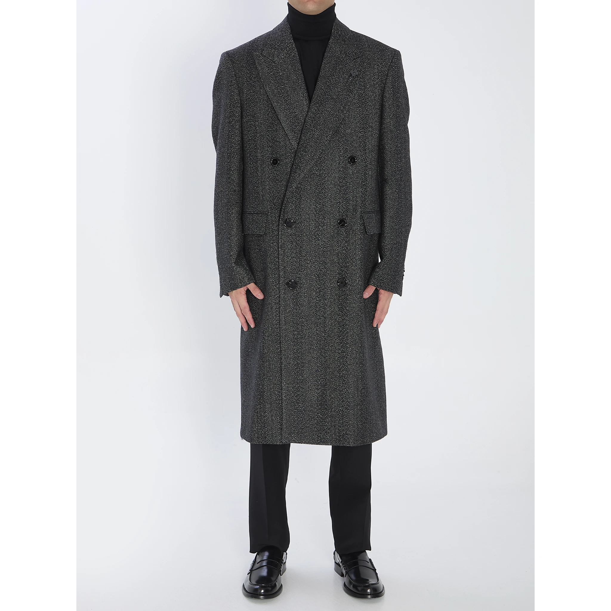 Double-breasted wool coat