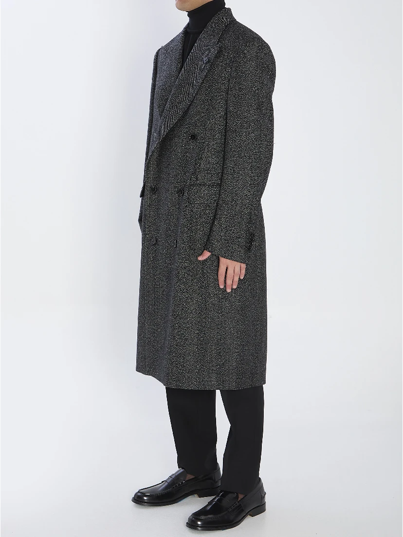 Double-breasted wool coat
