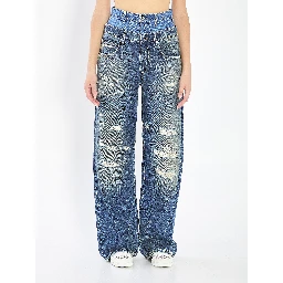 Double wasited denim jeans