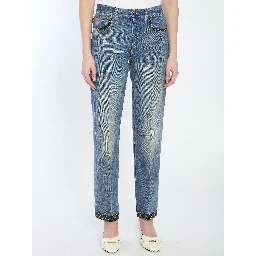 Floral print jeans