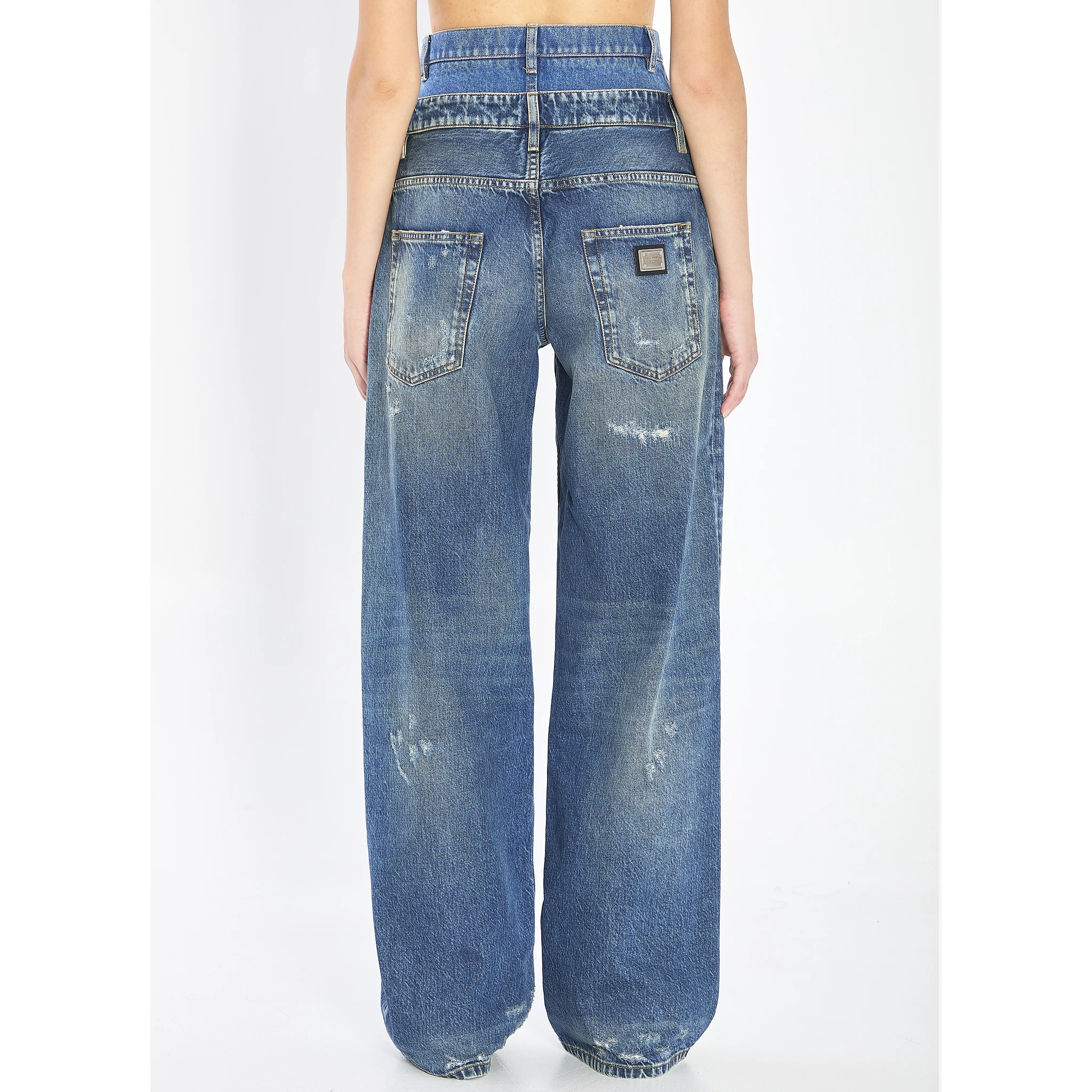 Double wasited denim jeans