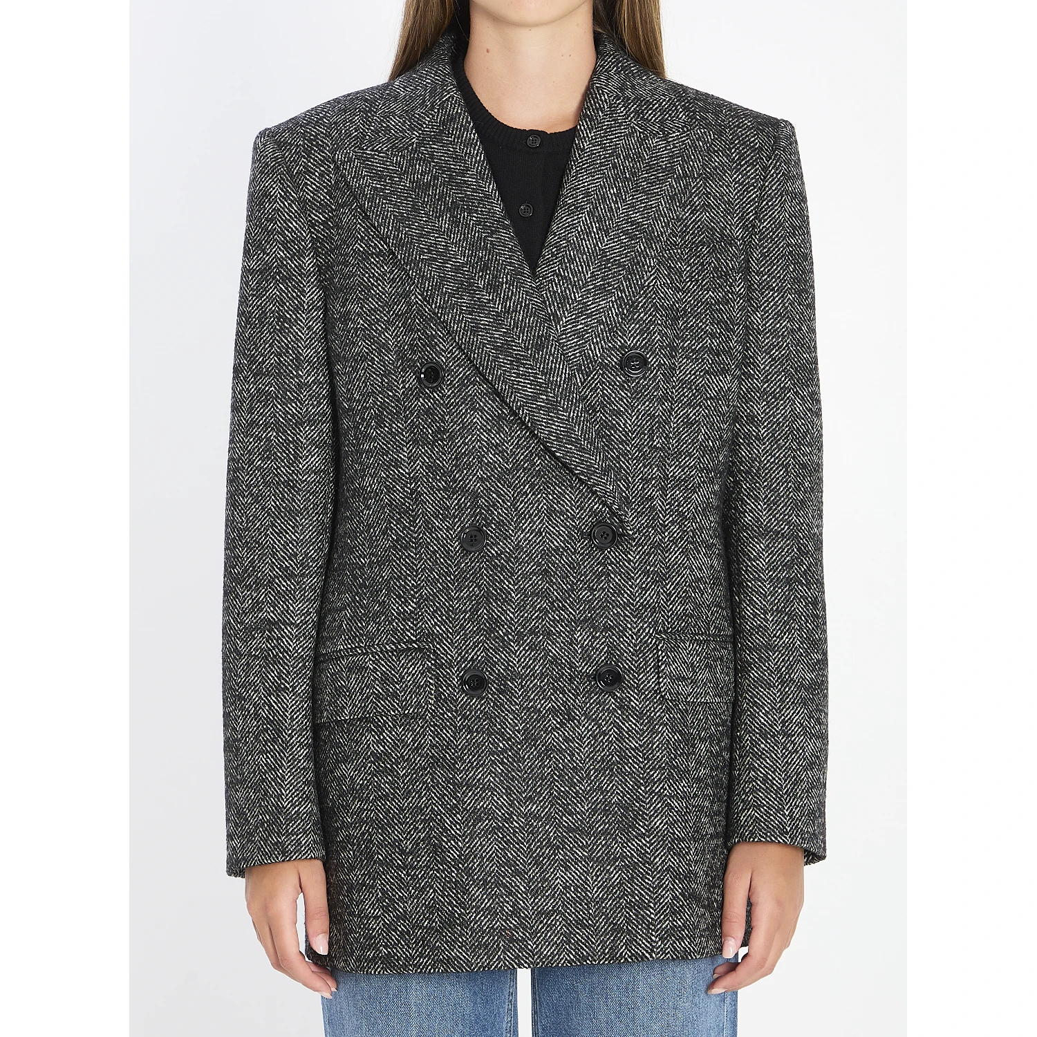 Double-breasted chevron jacket