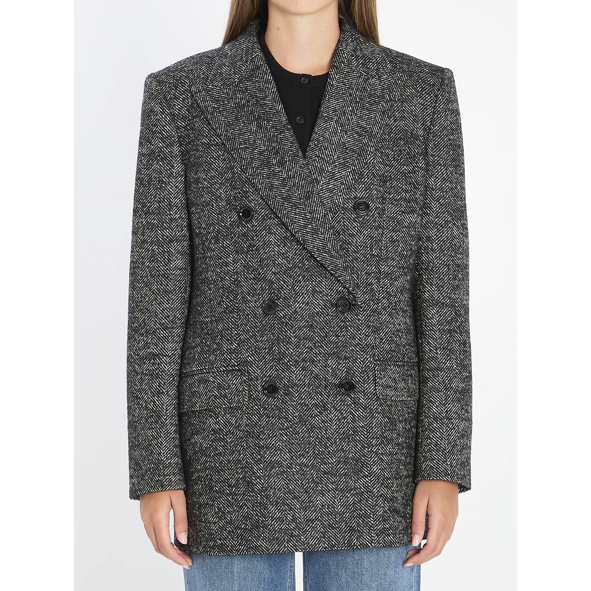 Double-breasted chevron jacket