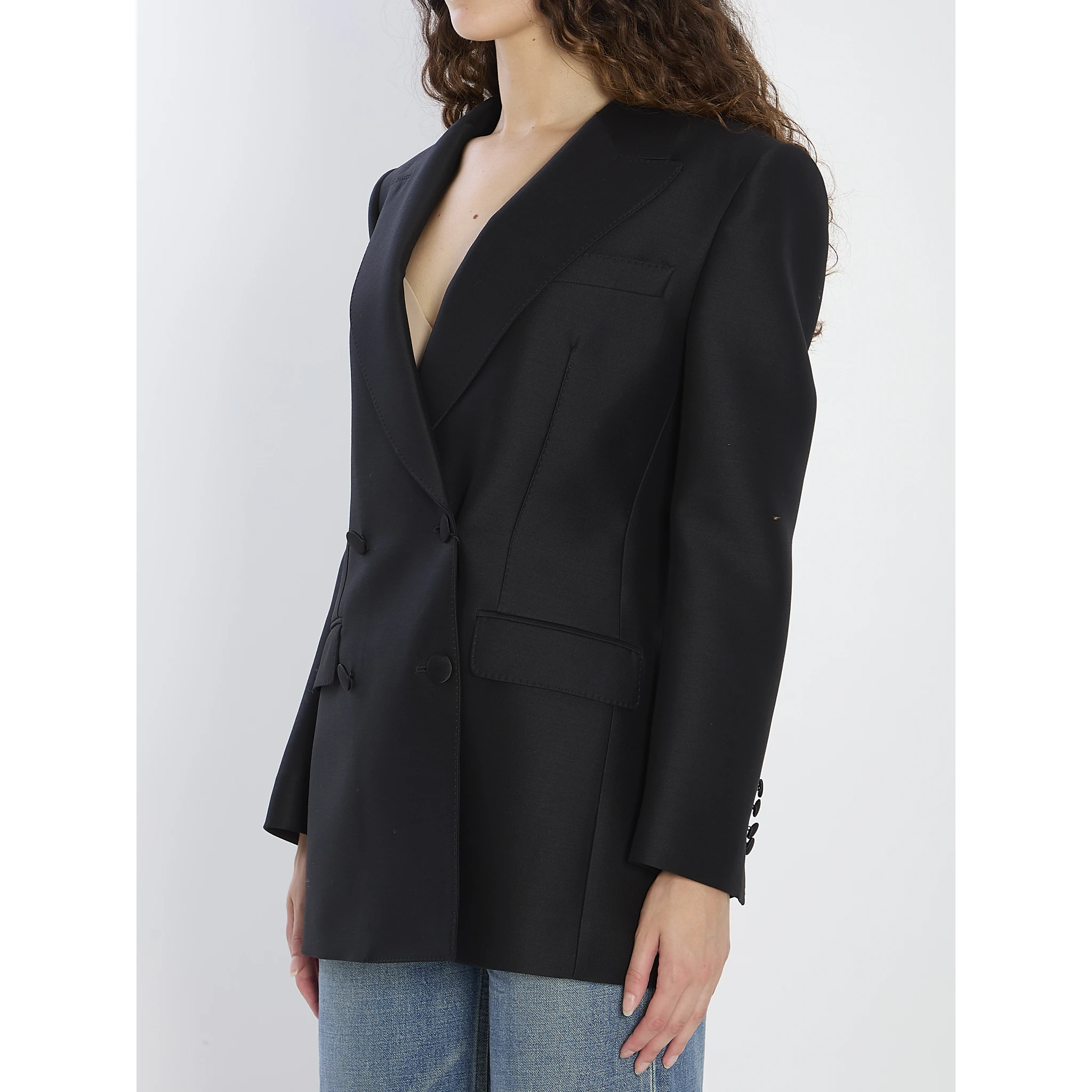 Double-breasted jacket in faille