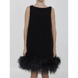 Mini dress with feathers
