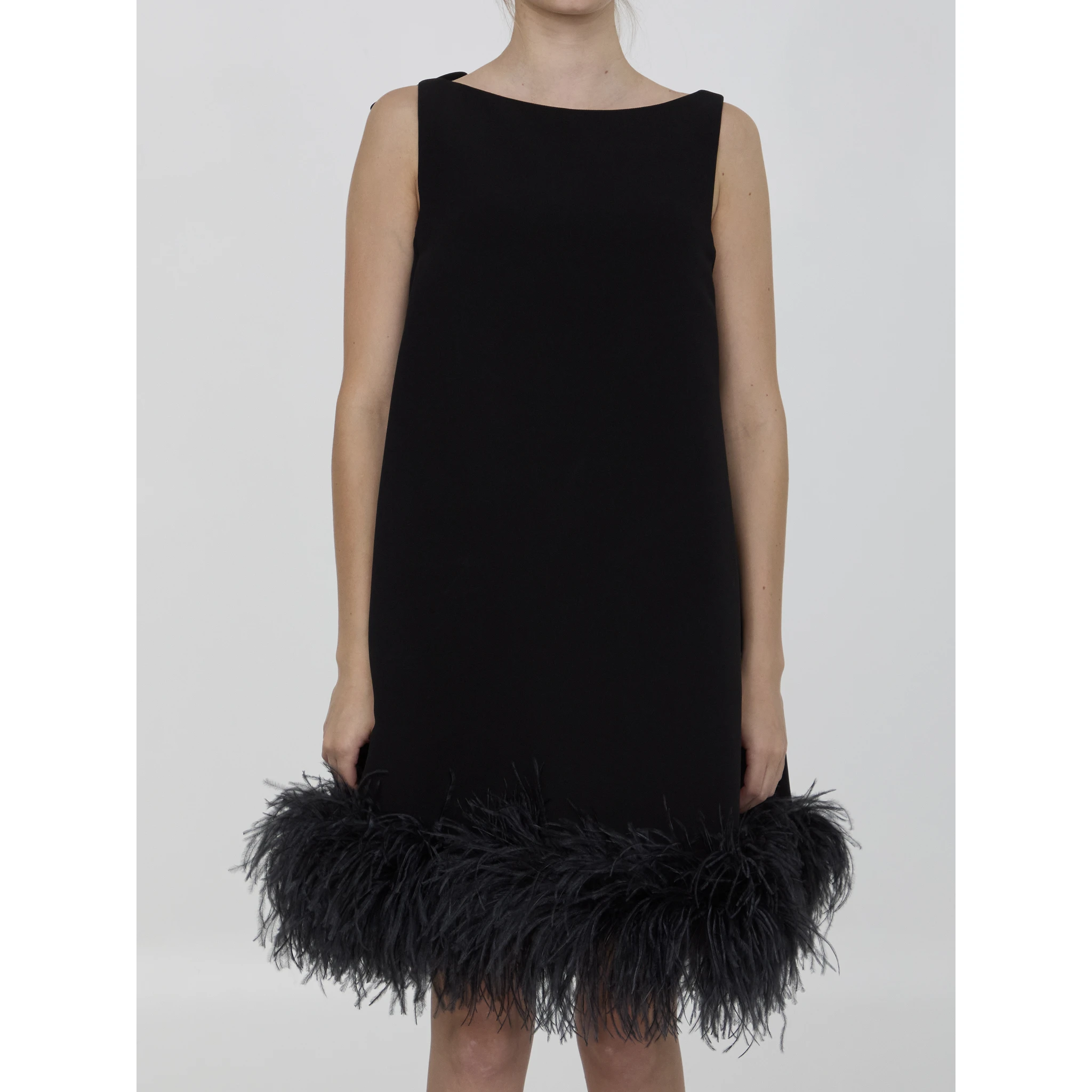 Mini dress with feathers