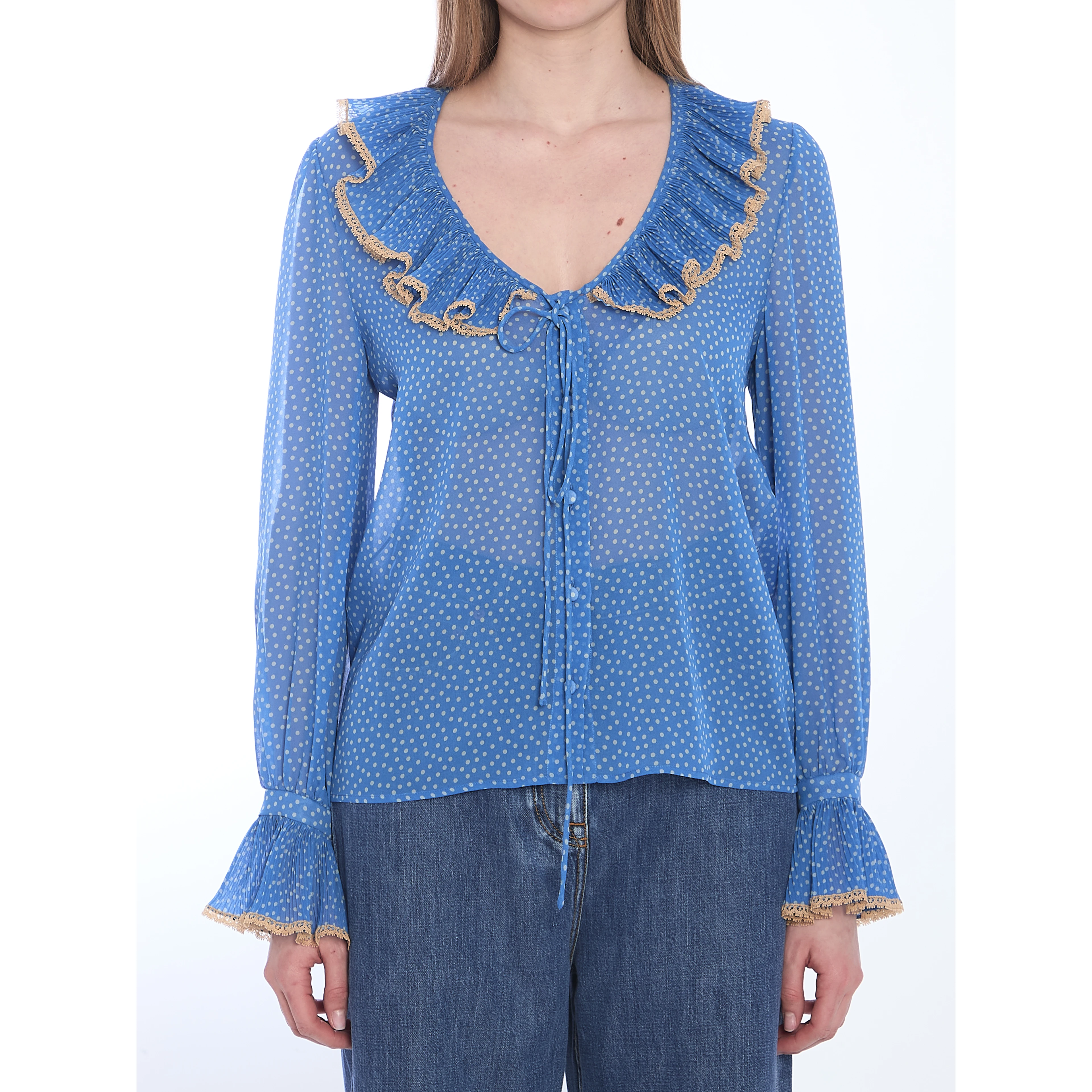 Blouse with polka dots