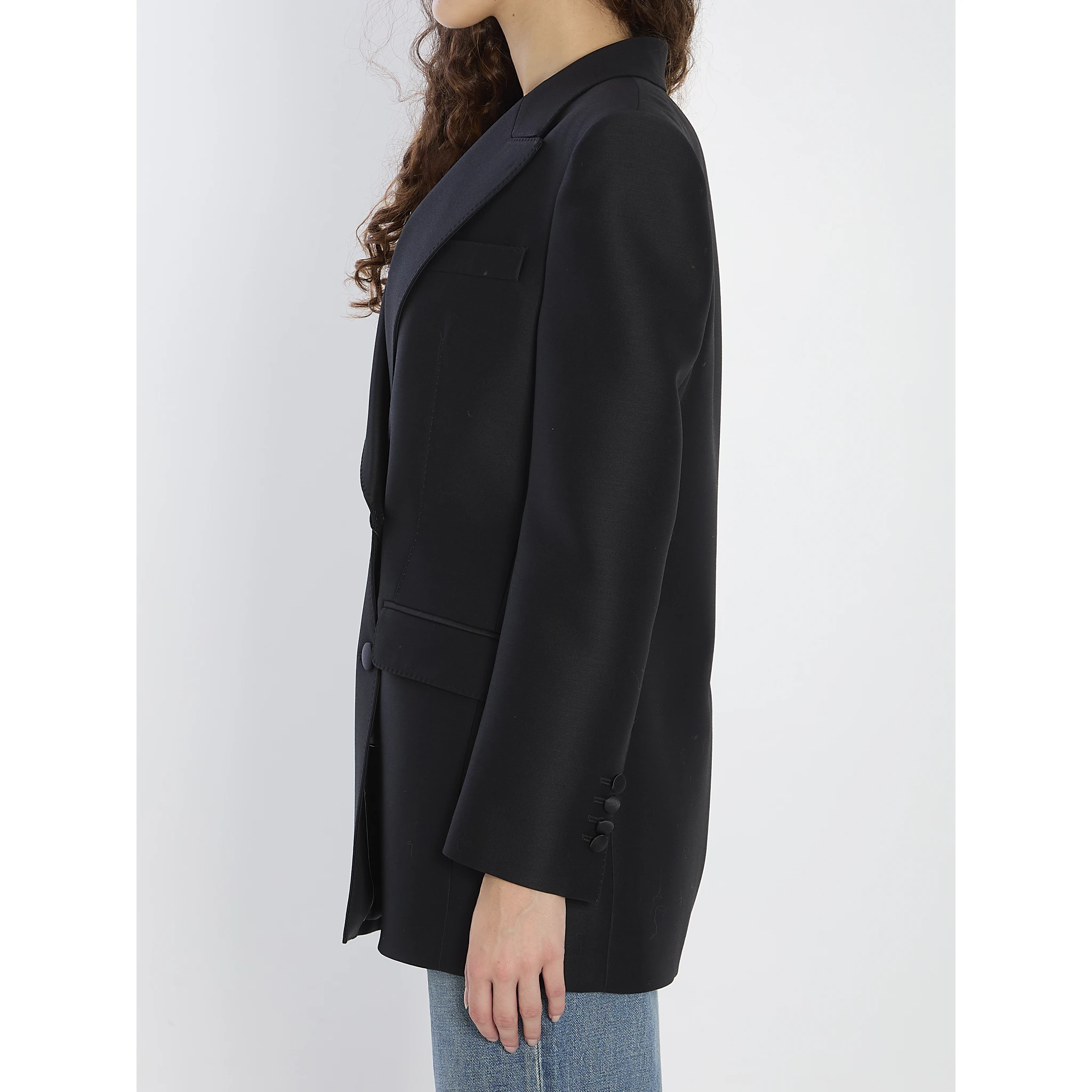 Double-breasted jacket in faille