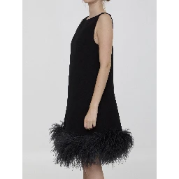 Mini dress with feathers