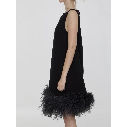 Mini dress with feathers