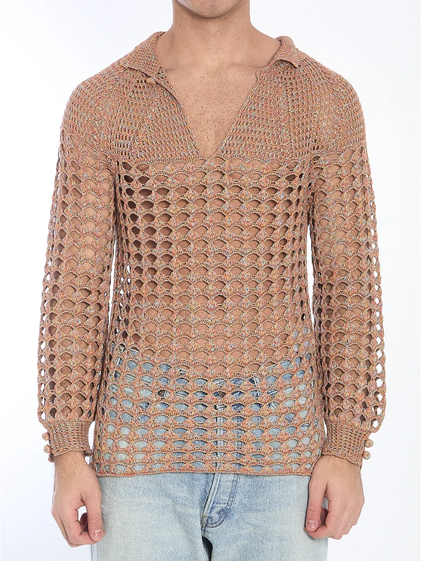 Perforated knit shirt