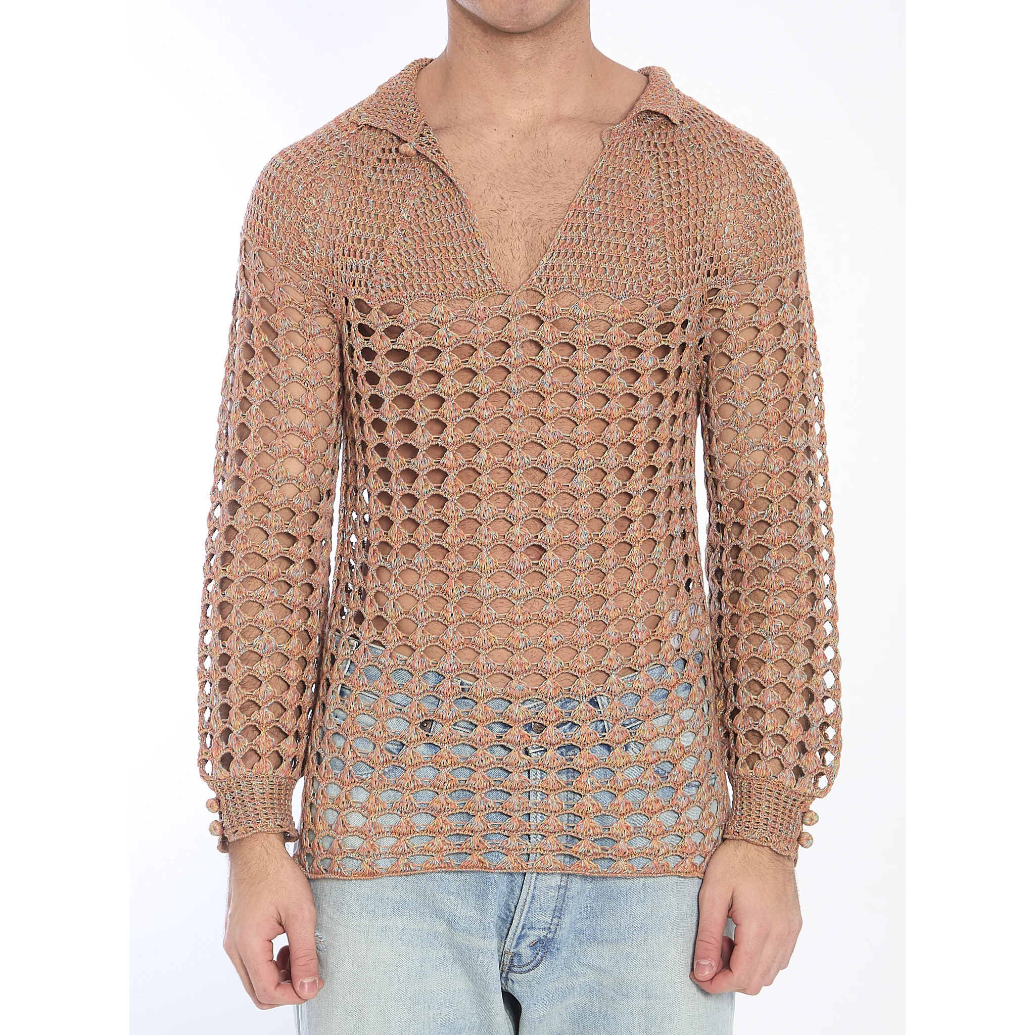 Perforated knit shirt