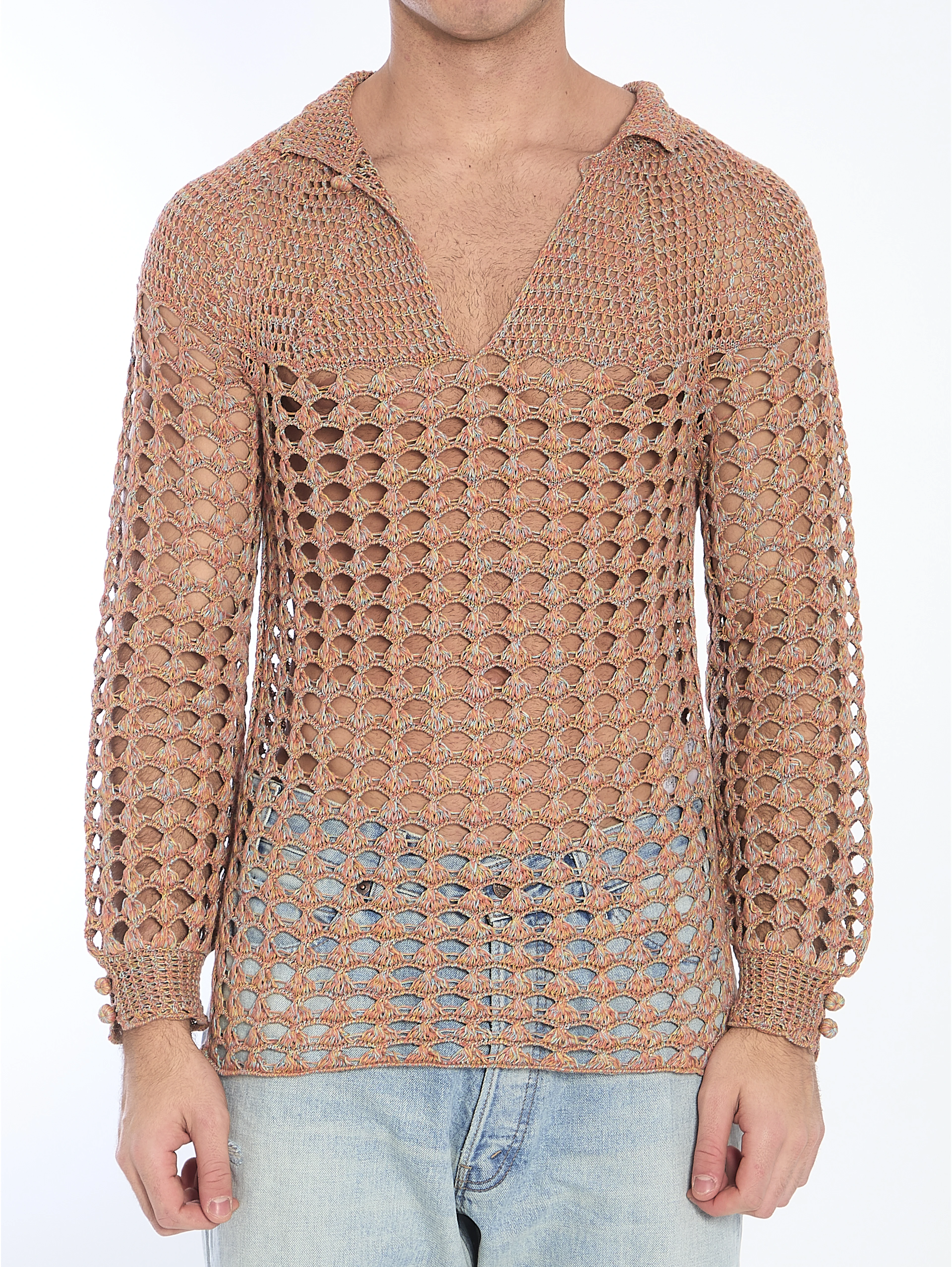 Perforated knit shirt