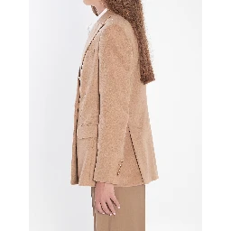 Double-breasted blazer in camel