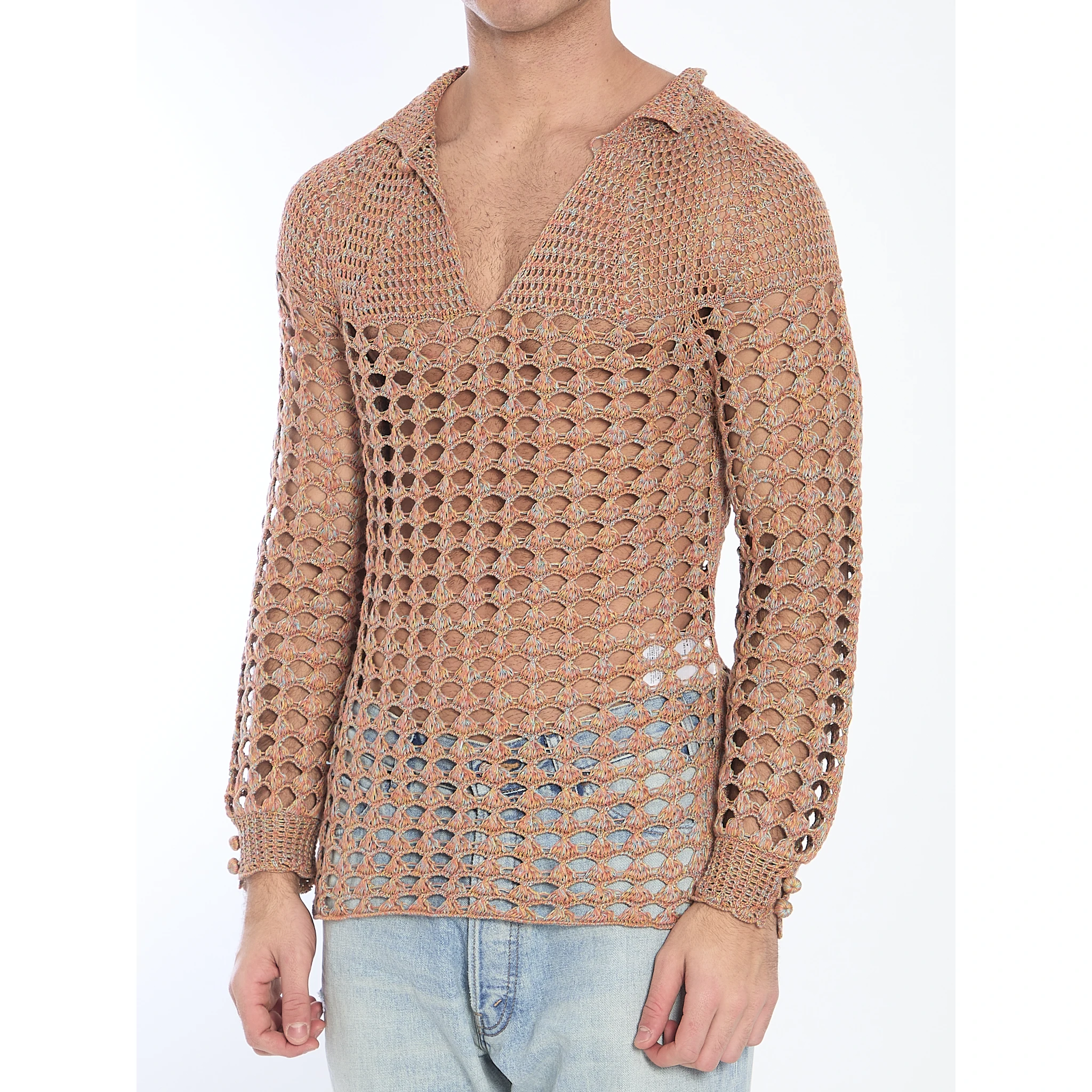 Perforated knit shirt