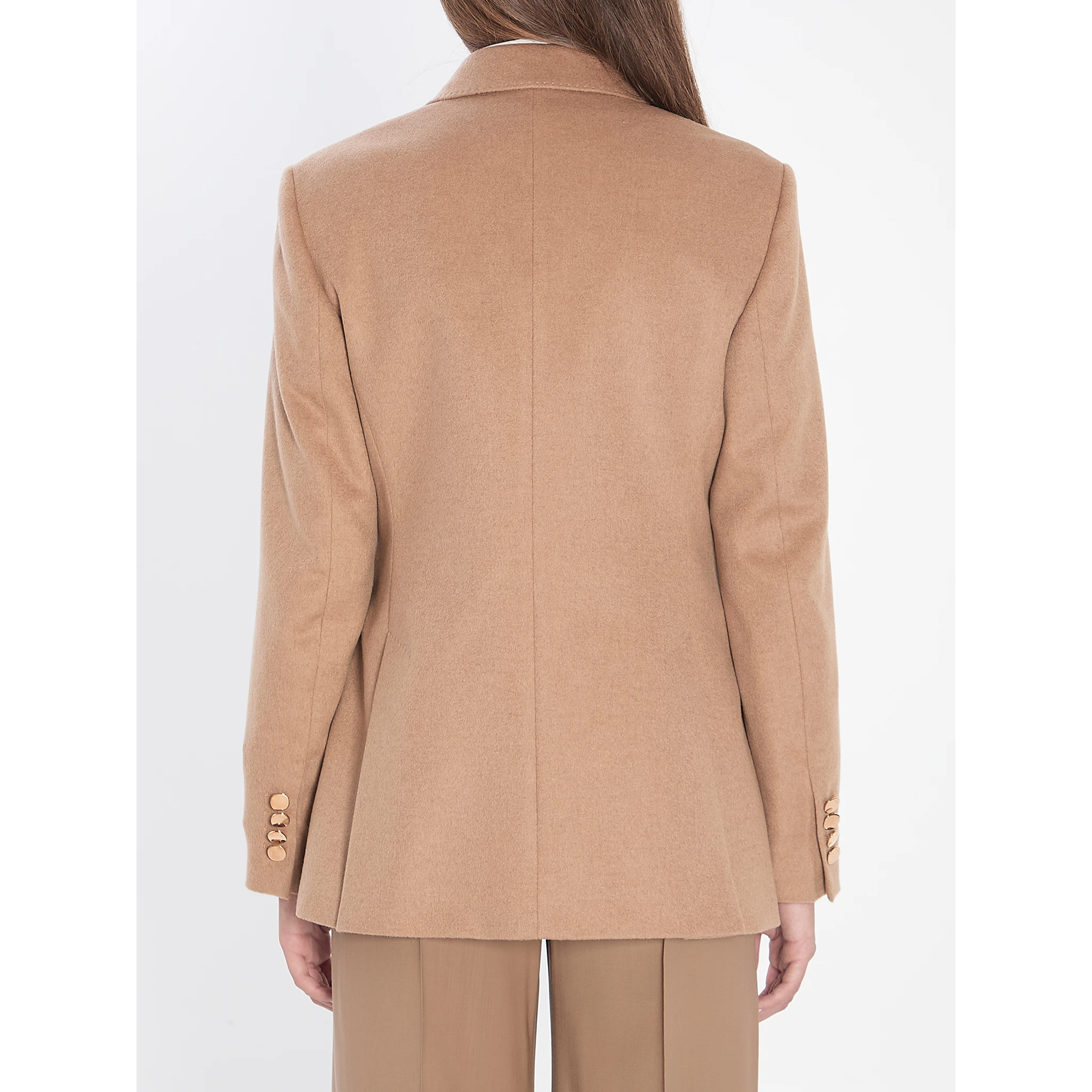 Double-breasted blazer in camel