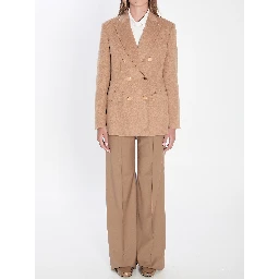 Double-breasted blazer in camel