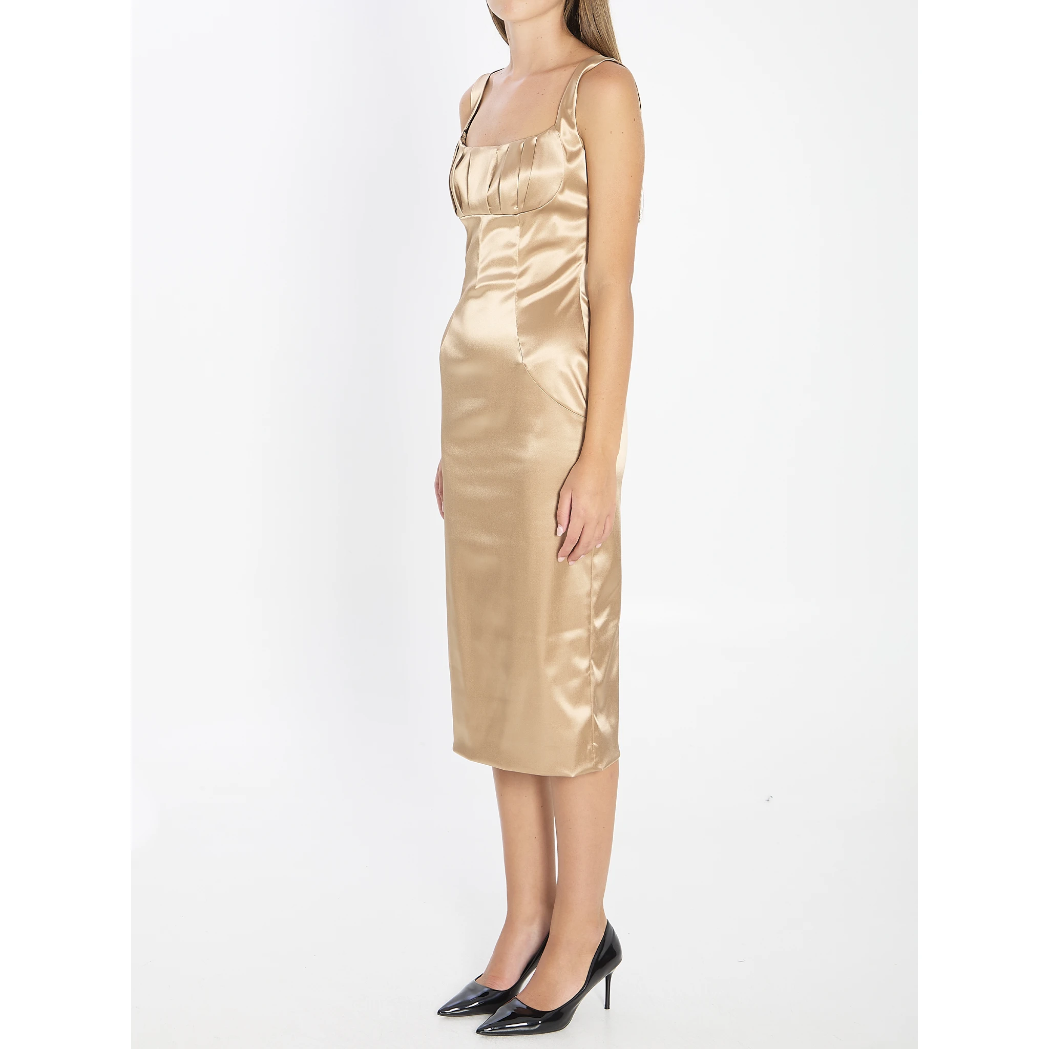 Stretch satin midi dress