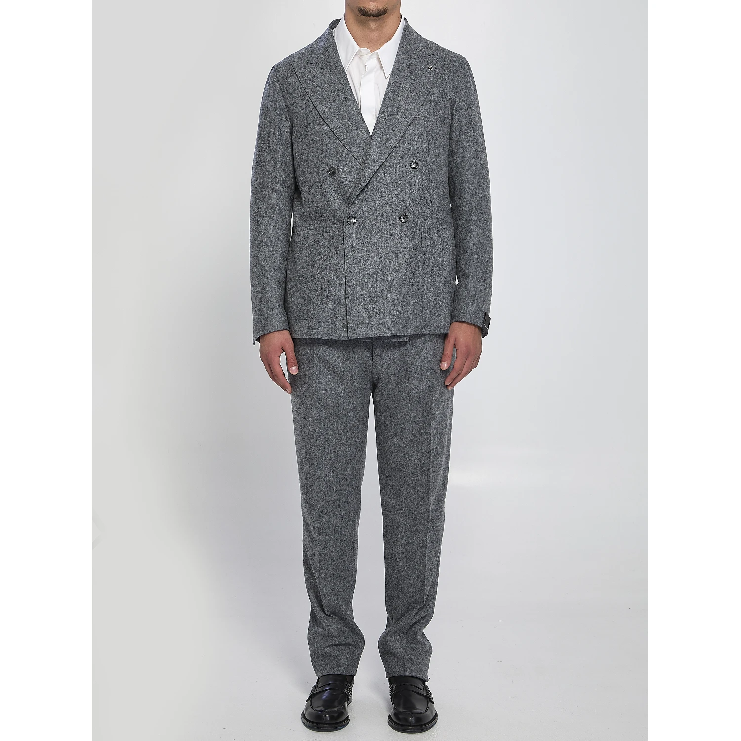 Double-breasted flannel suit