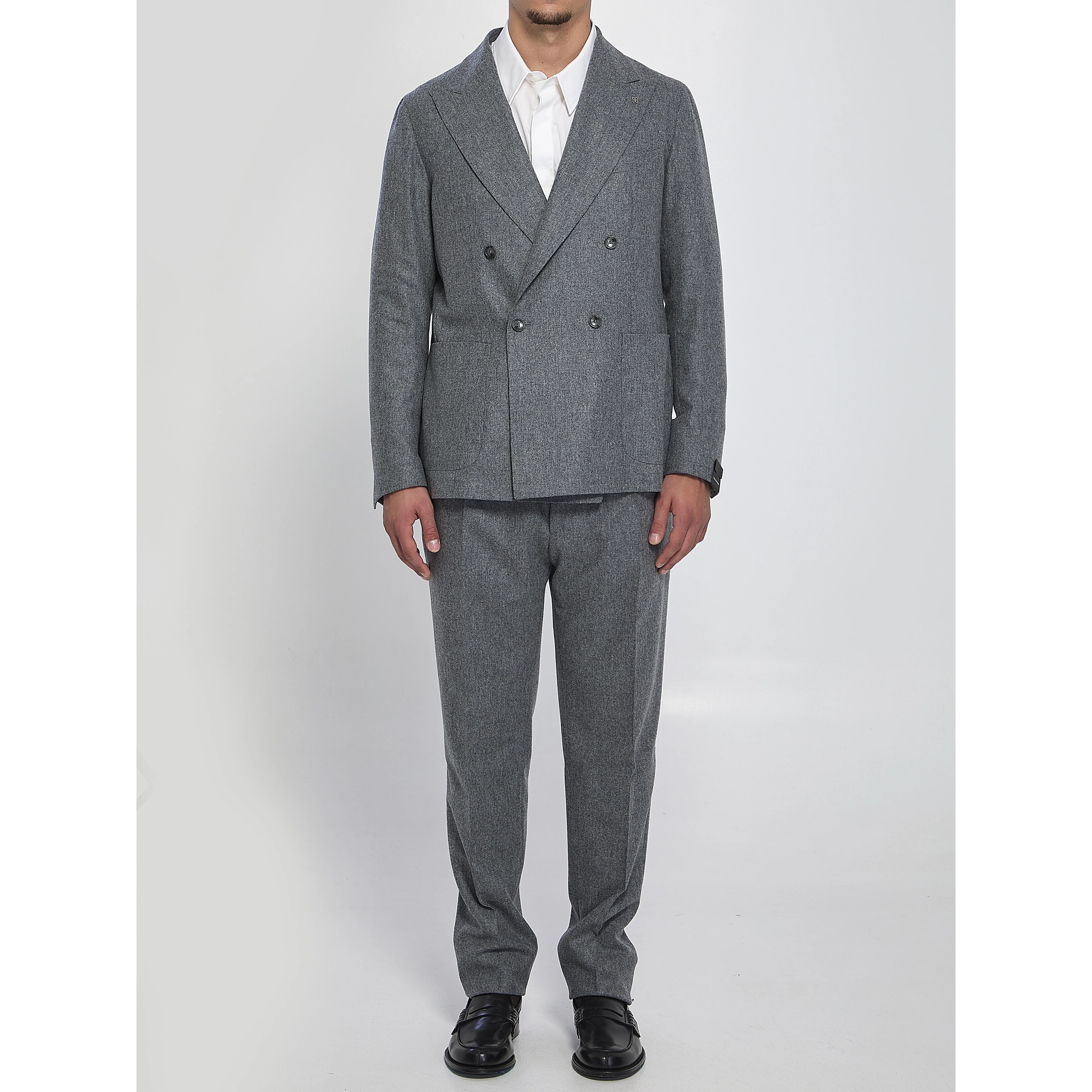 Double-breasted flannel suit