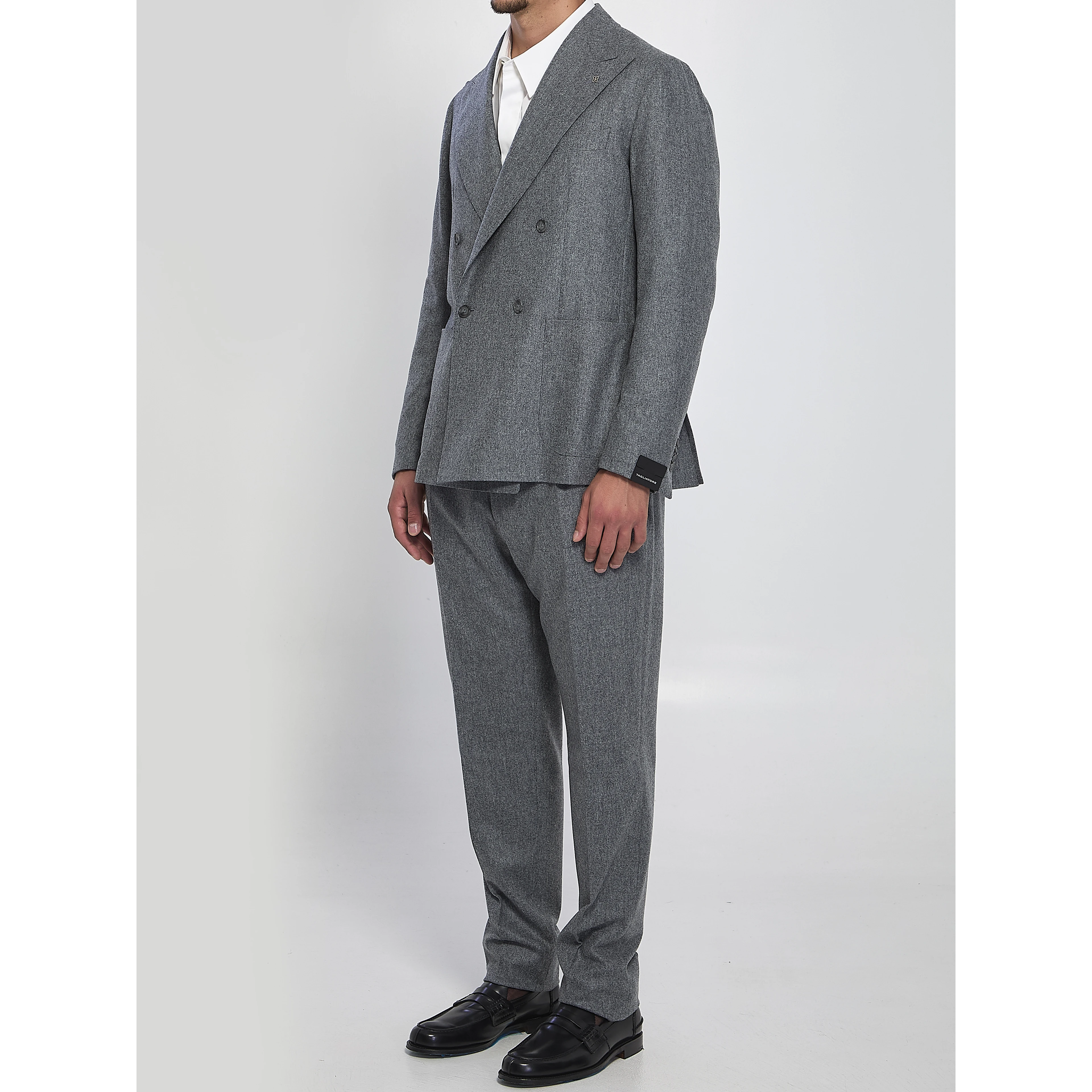 Double-breasted flannel suit