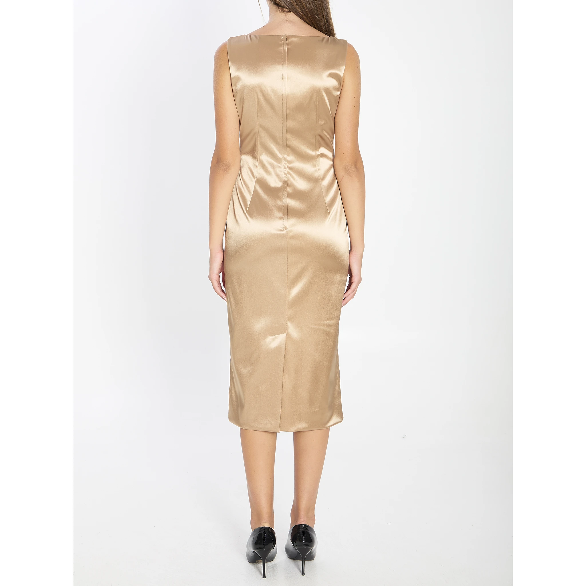 Stretch satin midi dress