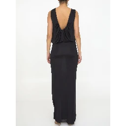 Long dress in shiny jersey